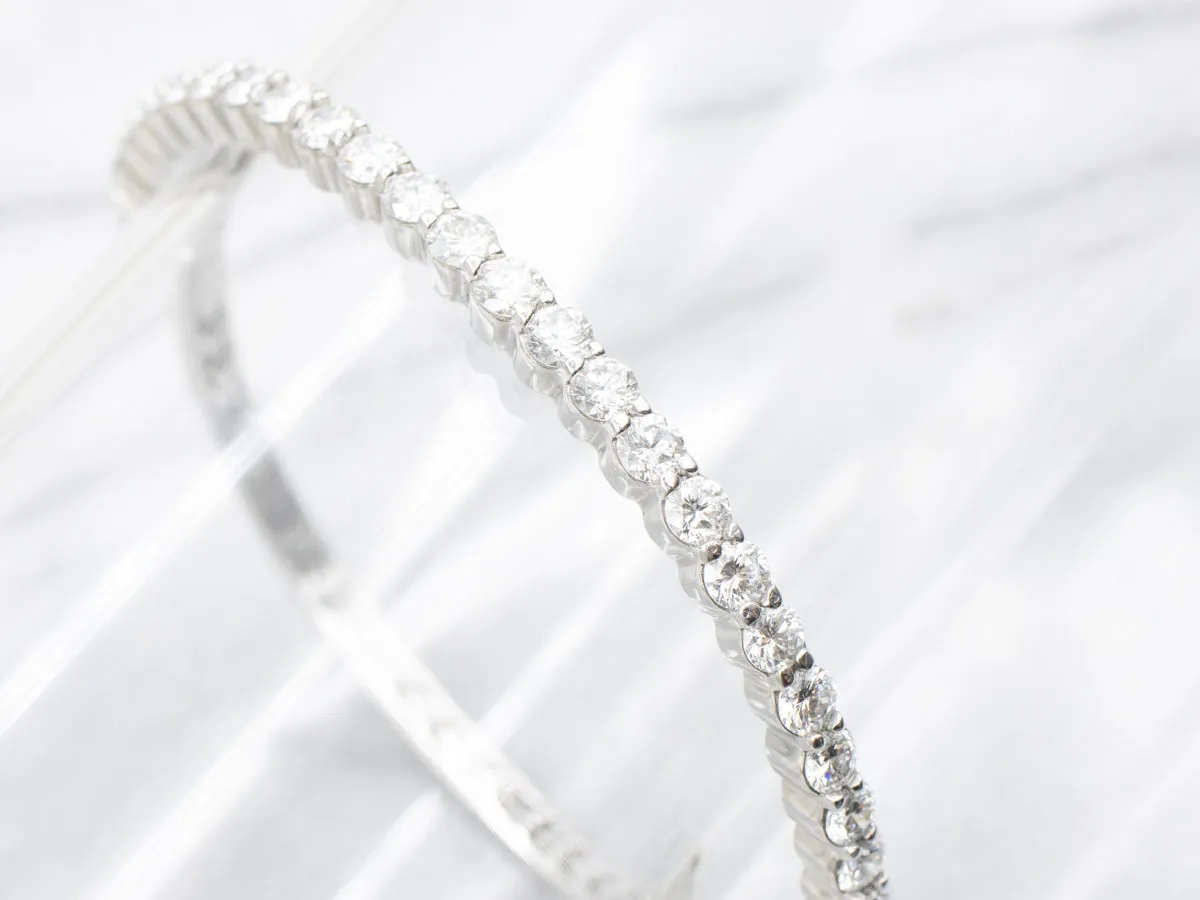 Modern Platinum Diamond Encrusted Bangle Bracelet