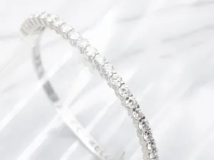 Modern Platinum Diamond Encrusted Bangle Bracelet