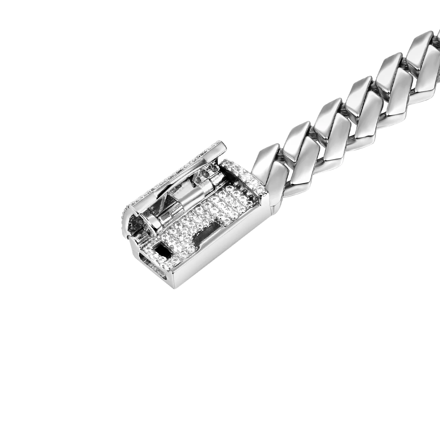 Moissanite Plain Gold Prong Cuban Link Bracelet - 8mm