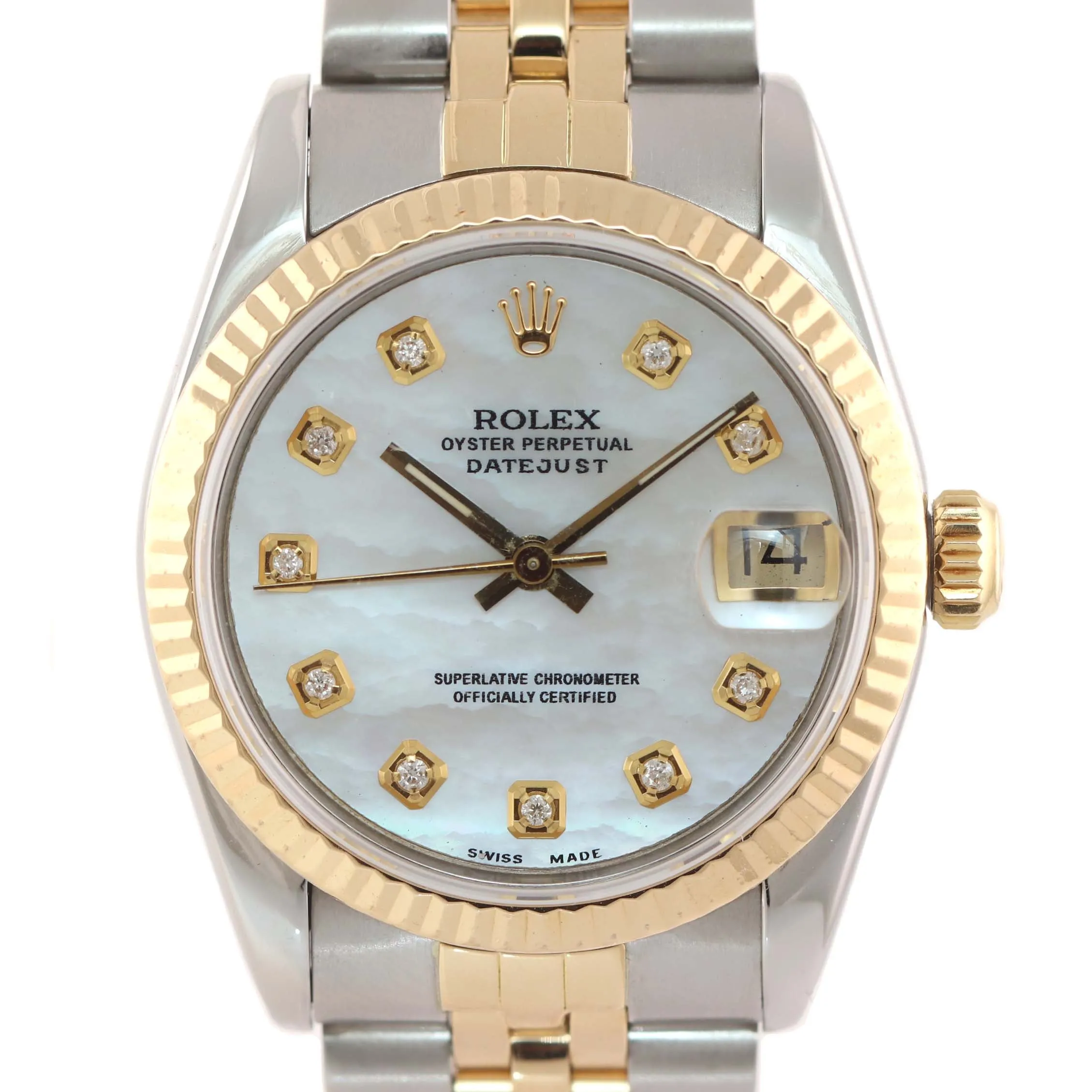 MOP DIAMOND Rolex DateJust 31mm Midsize Two-Tone Steel 18k Gold 68273 Watch