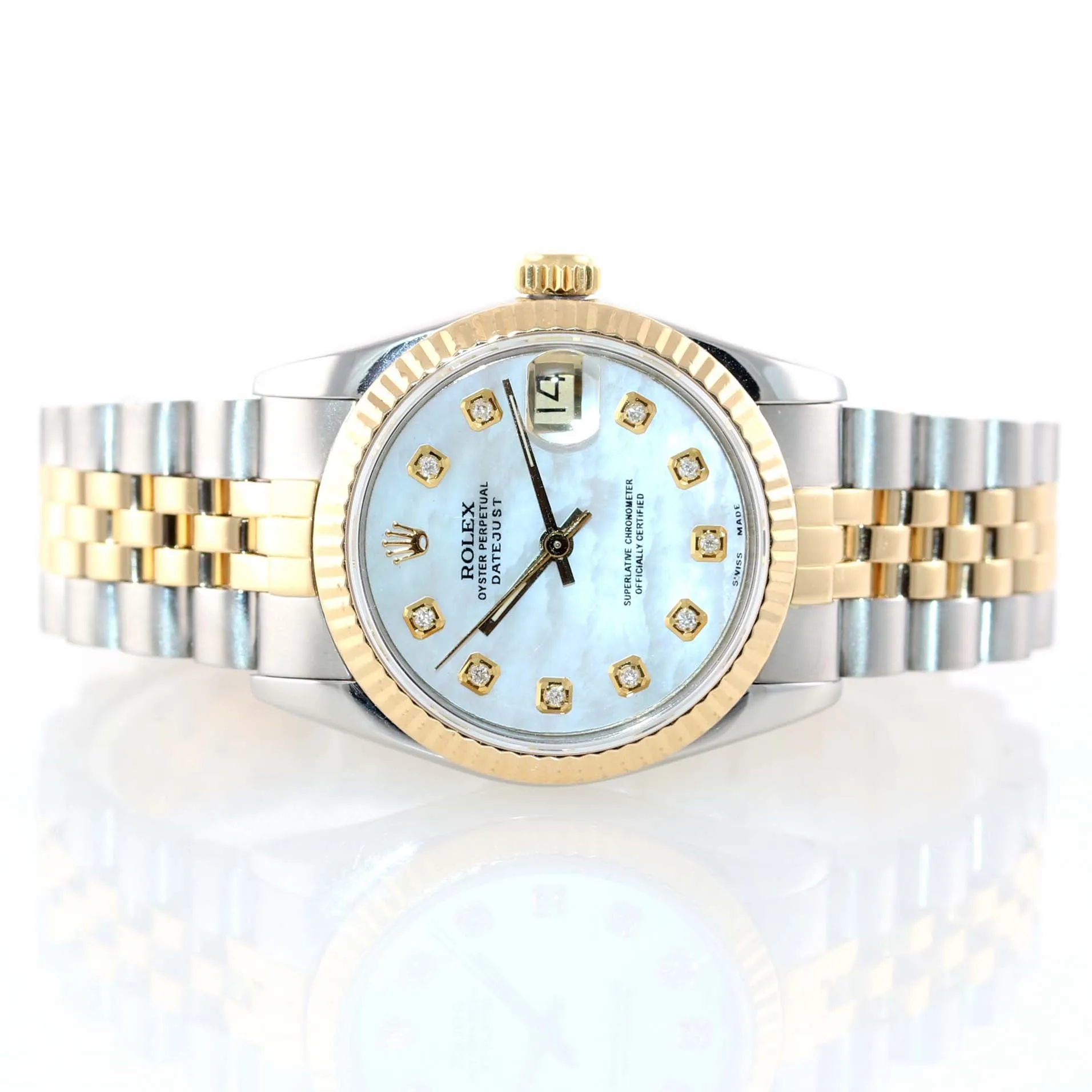 MOP DIAMOND Rolex DateJust 31mm Midsize Two-Tone Steel 18k Gold 68273 Watch