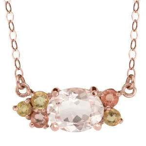 Morganite and Sapphire necklace, recycled 14k rose gold