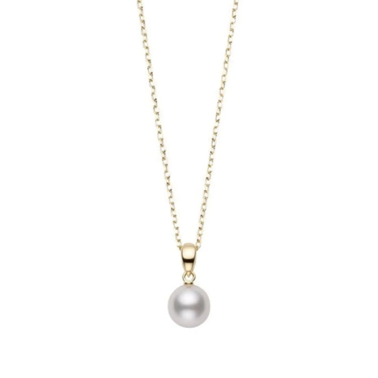 Morning Dew 18K Yellow Gold Akoya Cultured Pearl Pendant Necklace