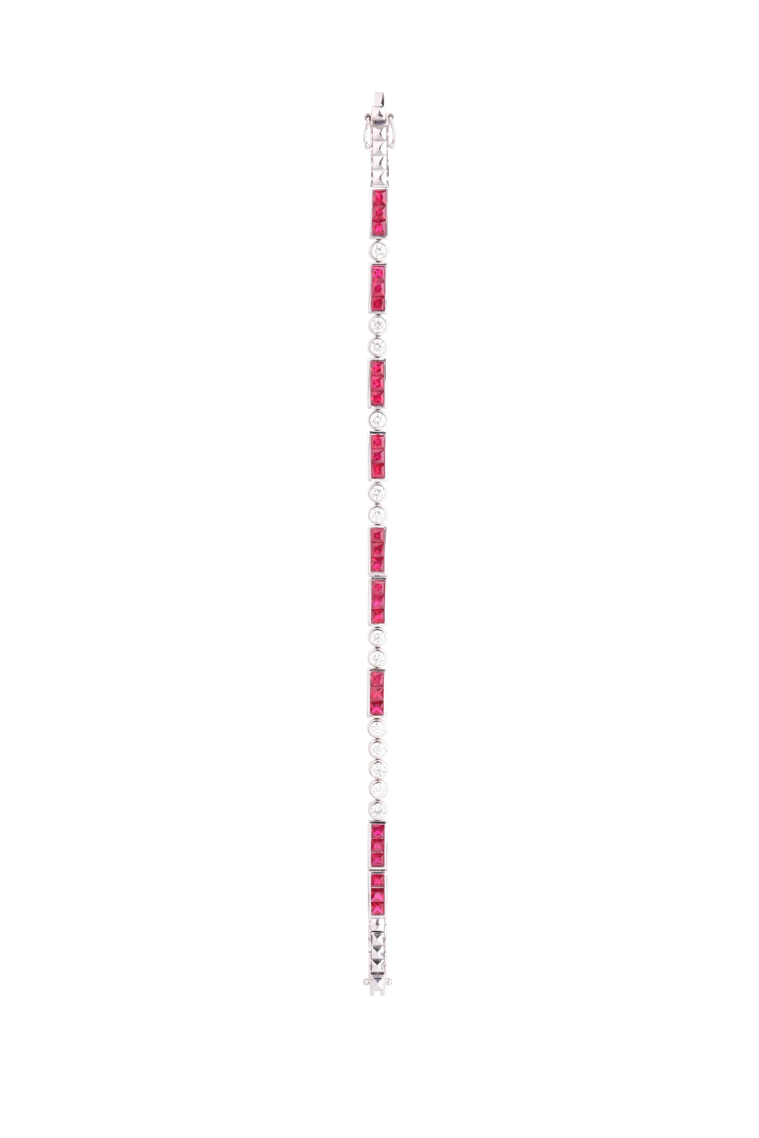 「Morse Code」 “Carpe Diem” Ruby Diamond bracelet