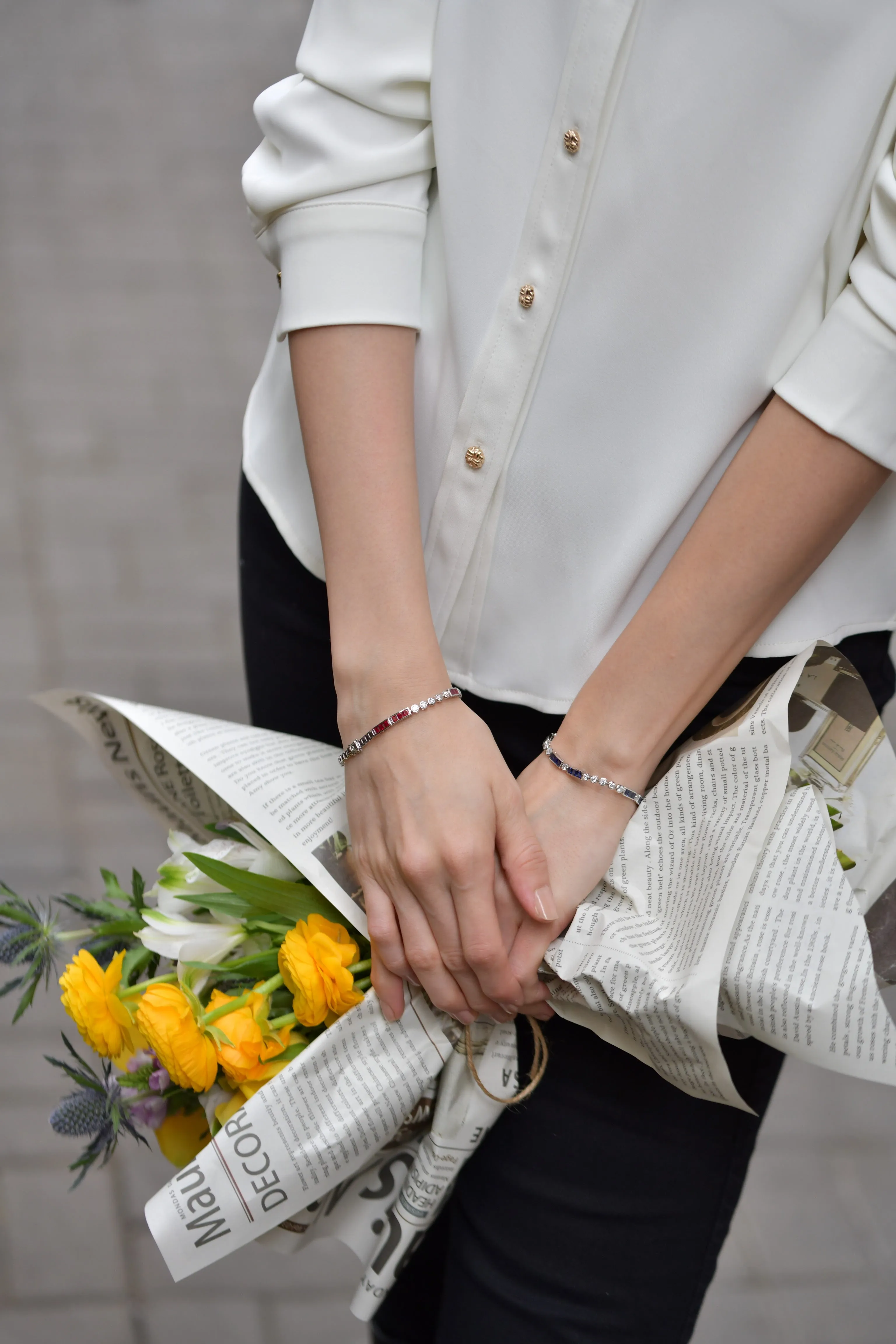 「Morse Code」 “Carpe Diem” Ruby Diamond bracelet
