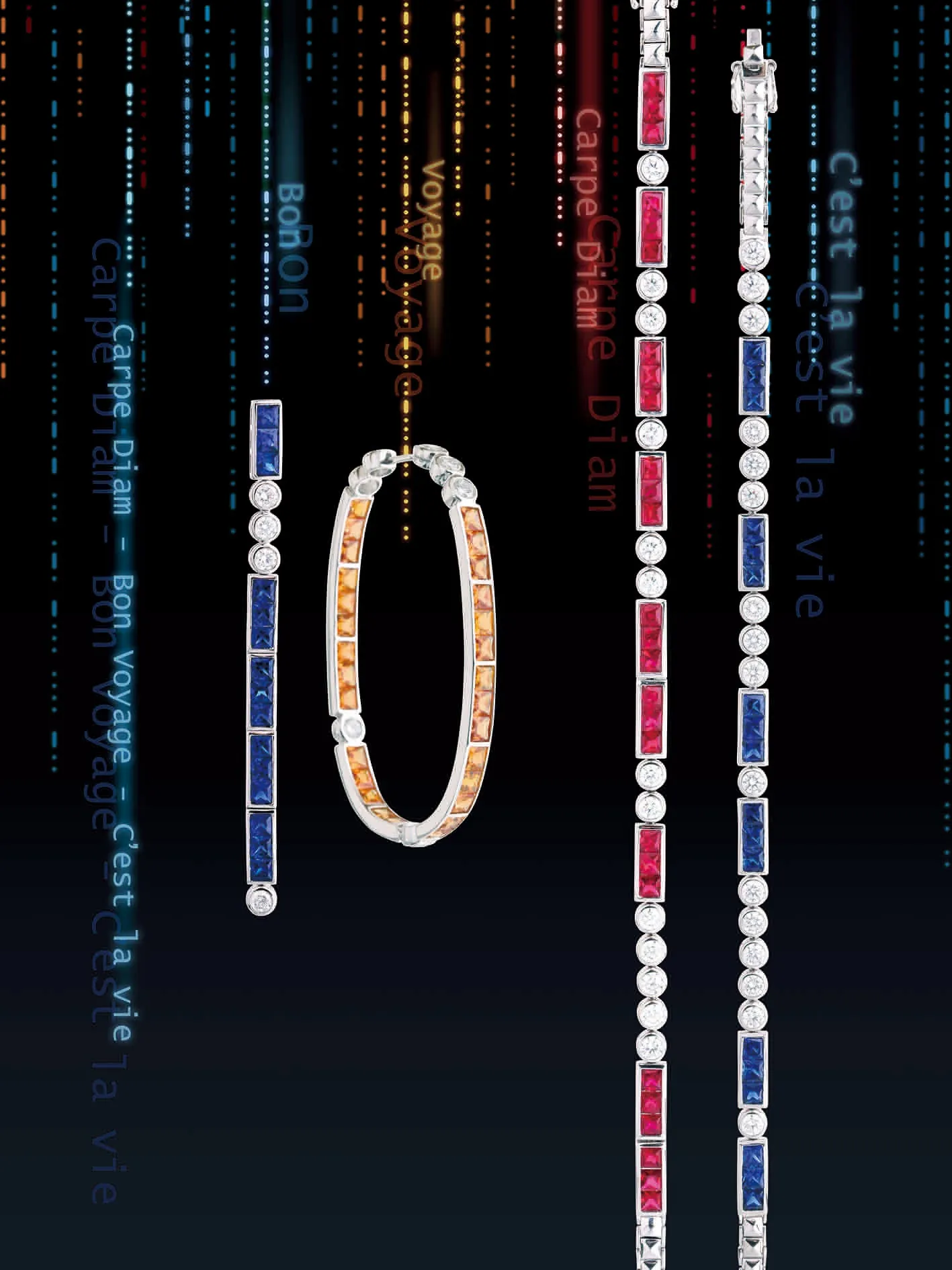「Morse Code」 “Carpe Diem” Ruby Diamond bracelet