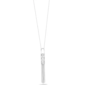 MOTHER OF PEARL RHODIUM TASSEL  NECKLACES #SQ321-163087RH (LG5)