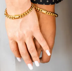 Mr. And Mrs. Cuban Link Bracelet Set Wedding Gift
