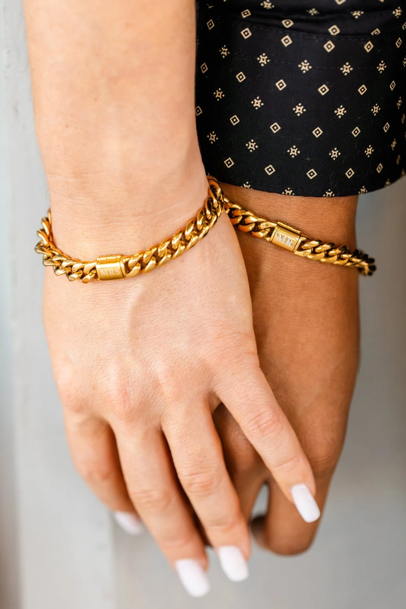 Mr. And Mrs. Cuban Link Bracelet Set Wedding Gift