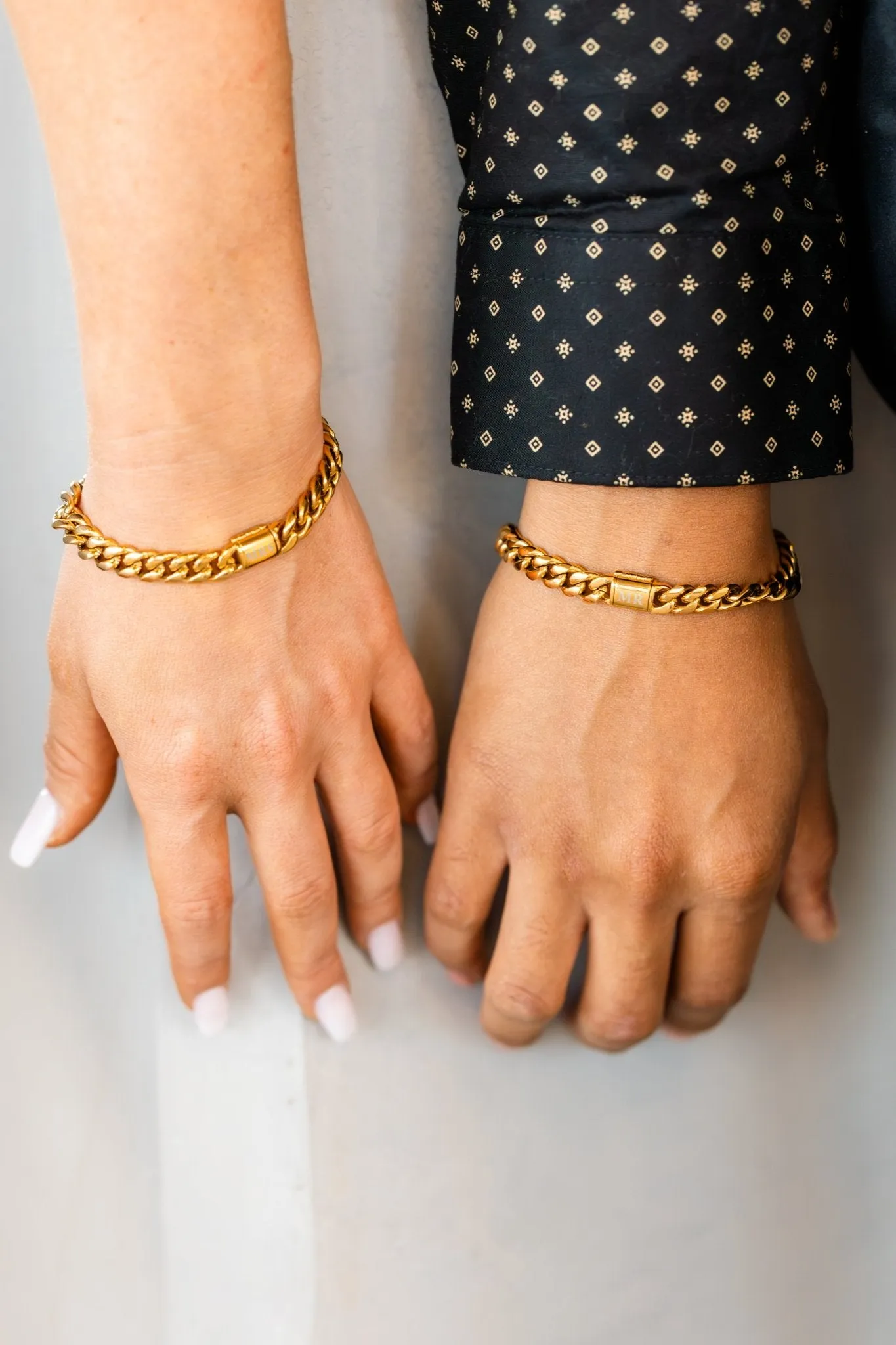 Mr. And Mrs. Cuban Link Bracelet Set Wedding Gift