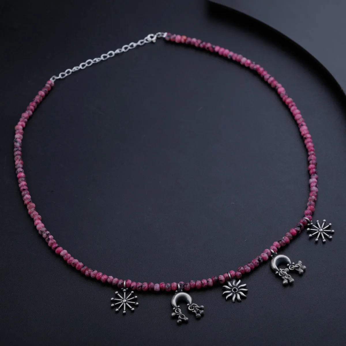 Multi Charm Necklace with Pink Sapphire
