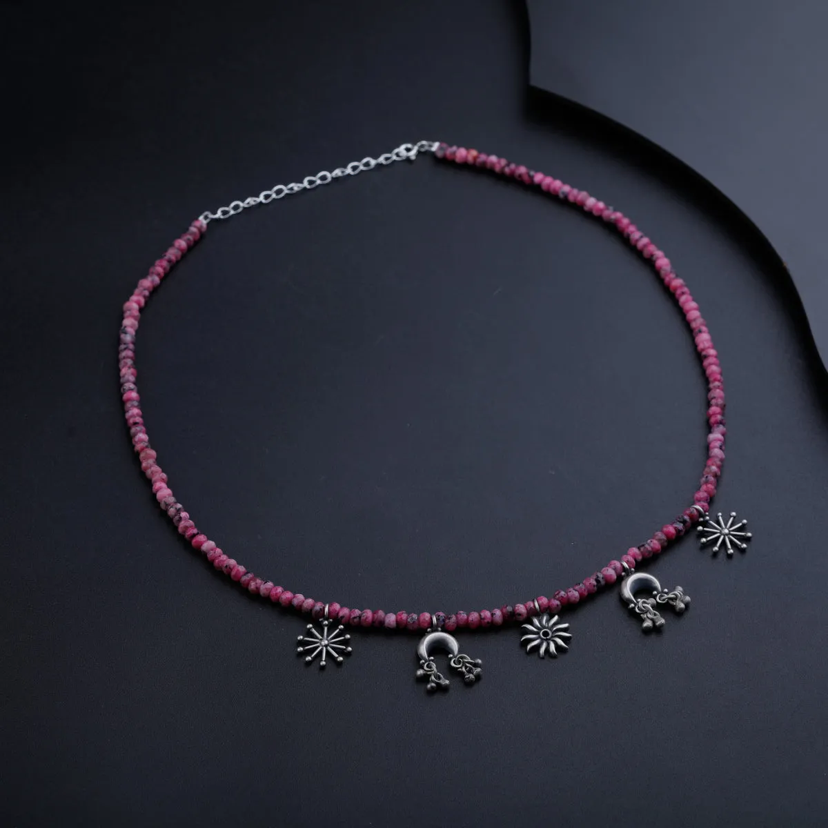 Multi Charm Necklace with Pink Sapphire