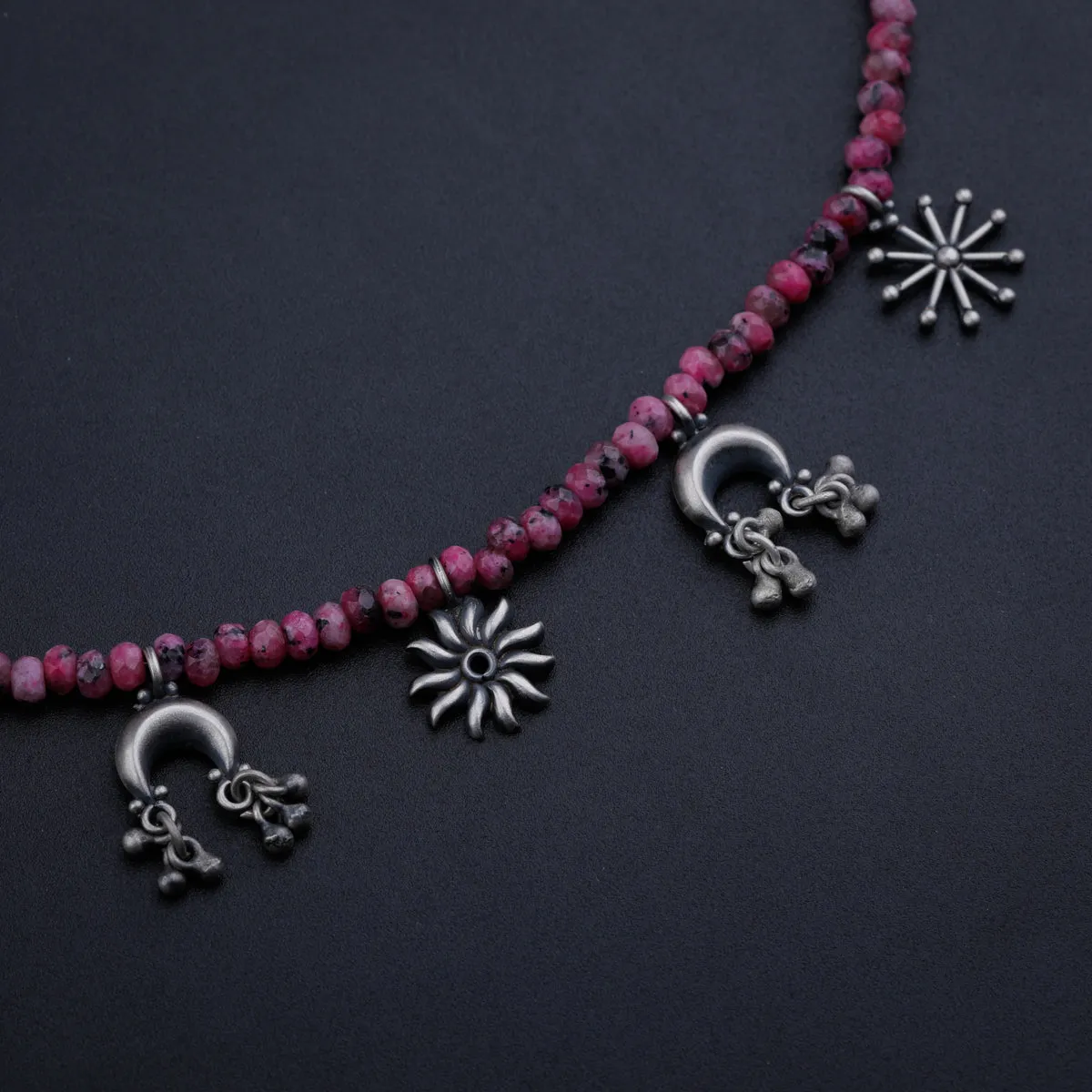 Multi Charm Necklace with Pink Sapphire