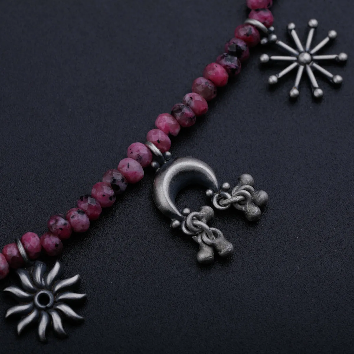 Multi Charm Necklace with Pink Sapphire