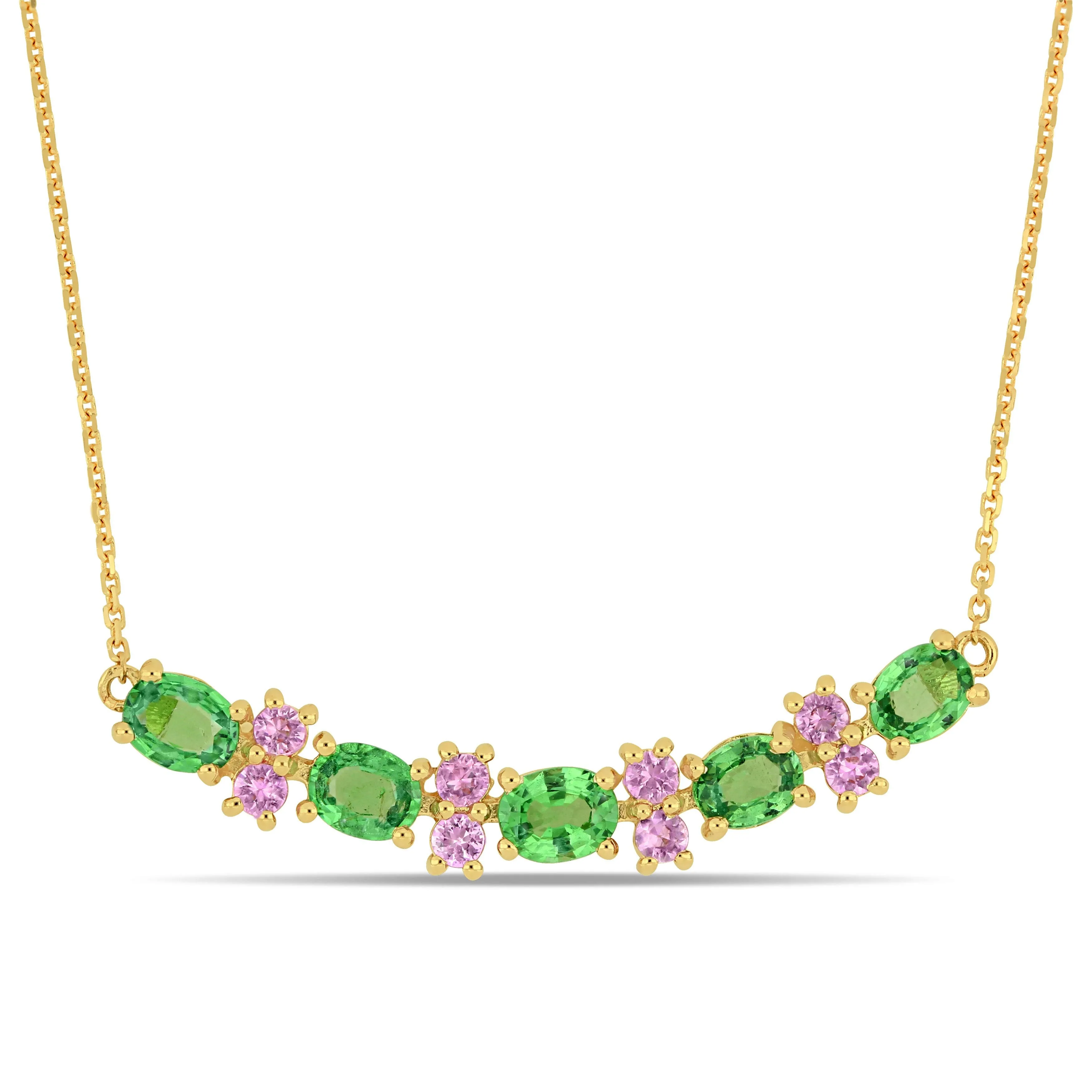 Multi Shape Gemstone Bar Necklace