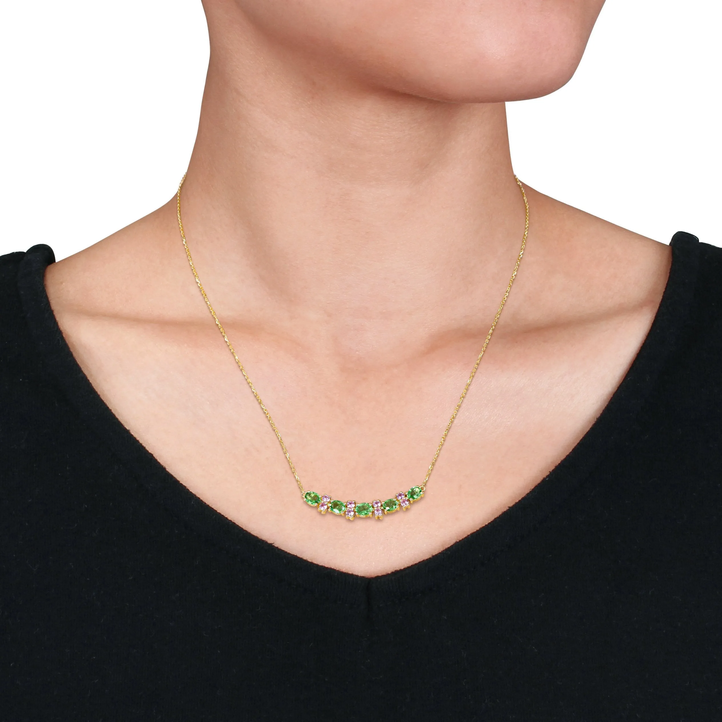 Multi Shape Gemstone Bar Necklace
