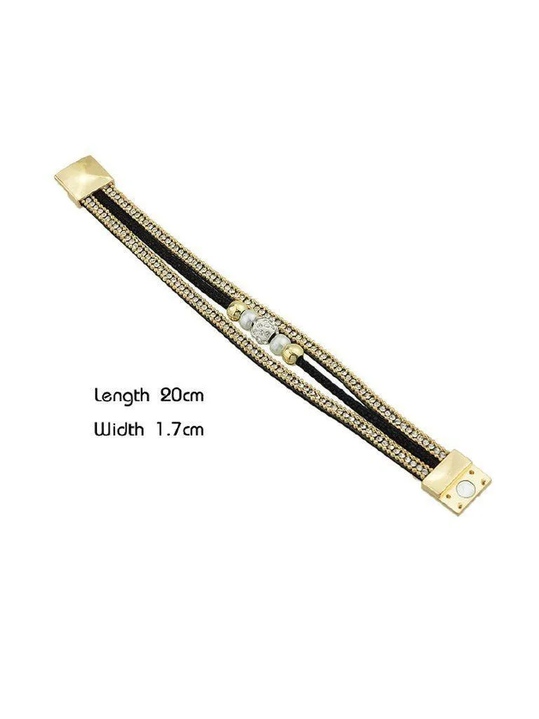 Multilayer Bracelet Wristband With Rhinestone Decoration