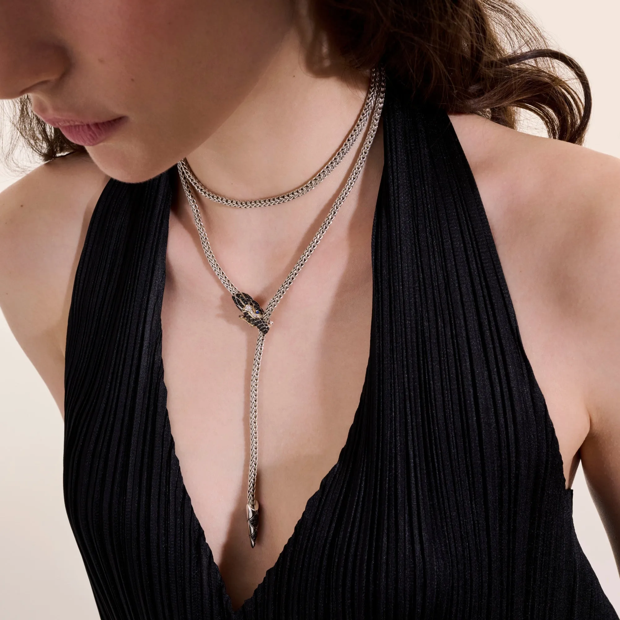 Naga Lariat, Gold, Silver, Diamonds