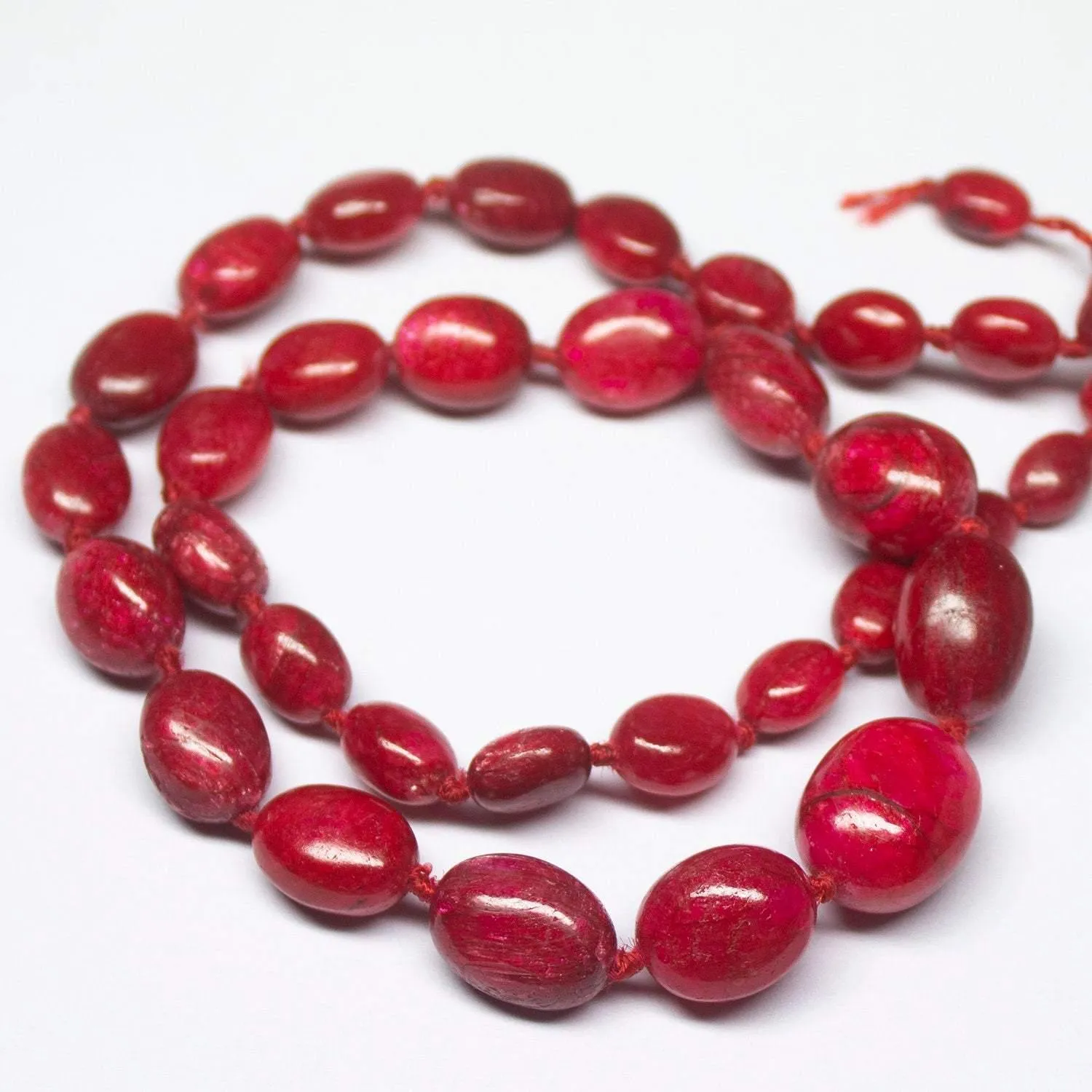 Natural Dyed Red Ruby Smooth Oval Beads 7mm 13.5mm 18inches