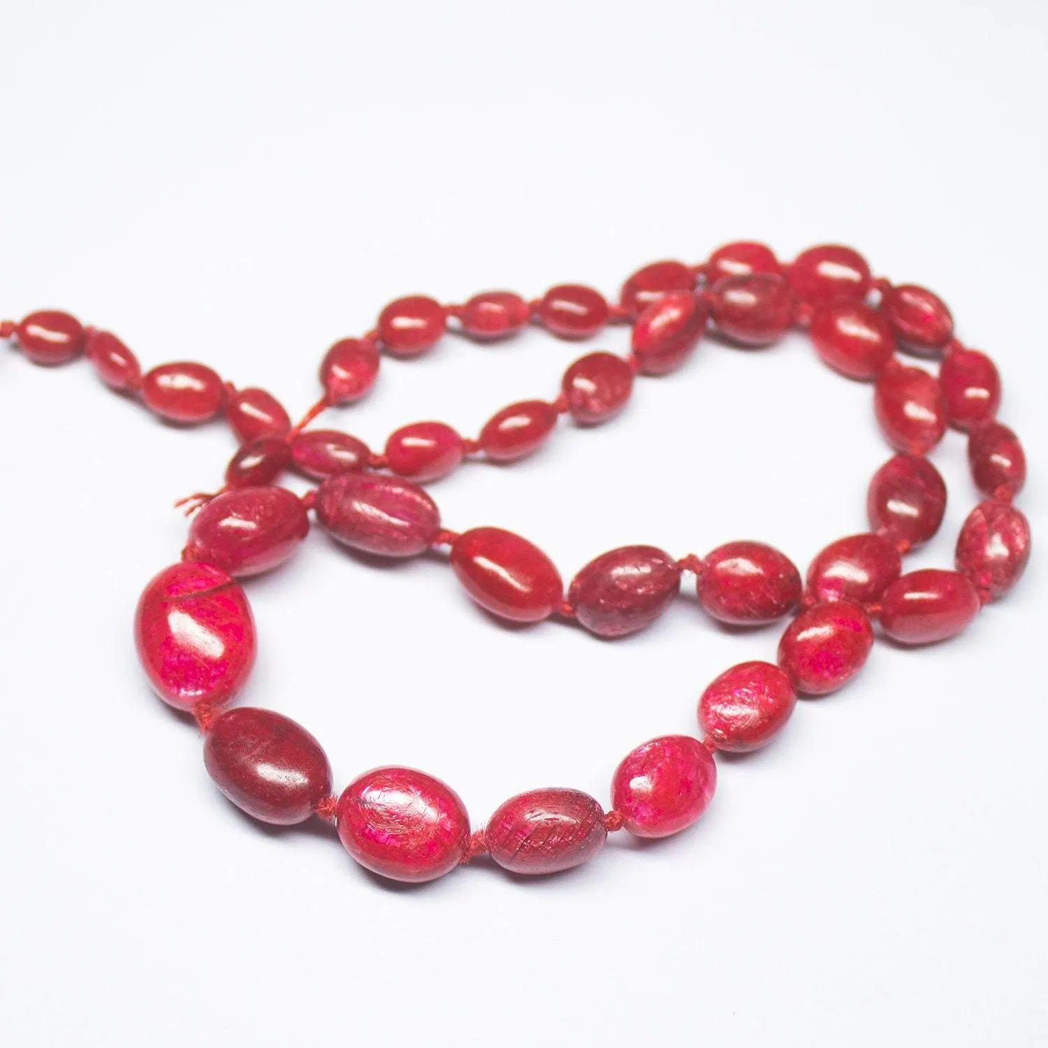 Natural Dyed Red Ruby Smooth Oval Beads 7mm 13.5mm 18inches