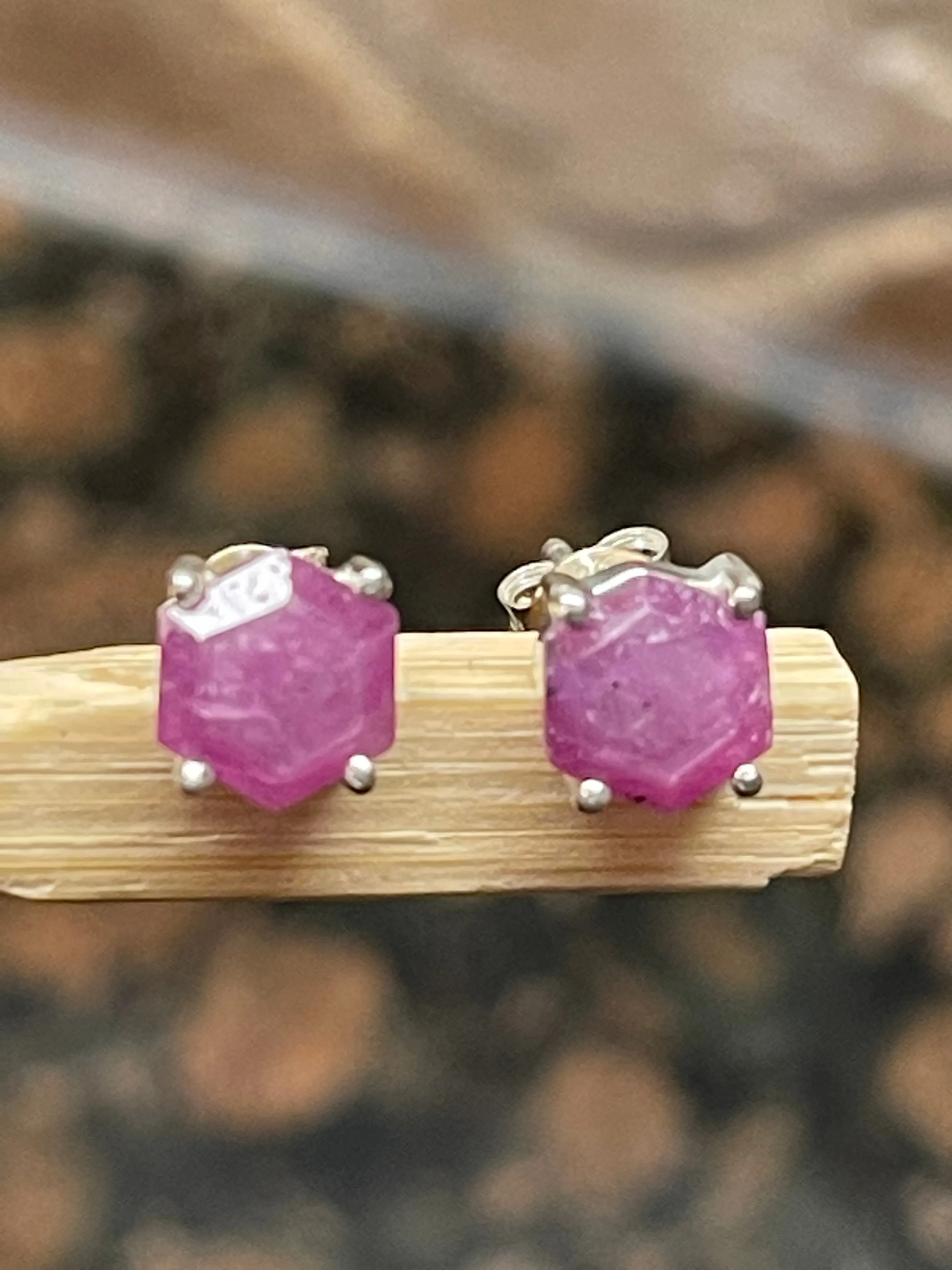 Natural Ruby 925 Solid Sterling Silver Earrings 6mm