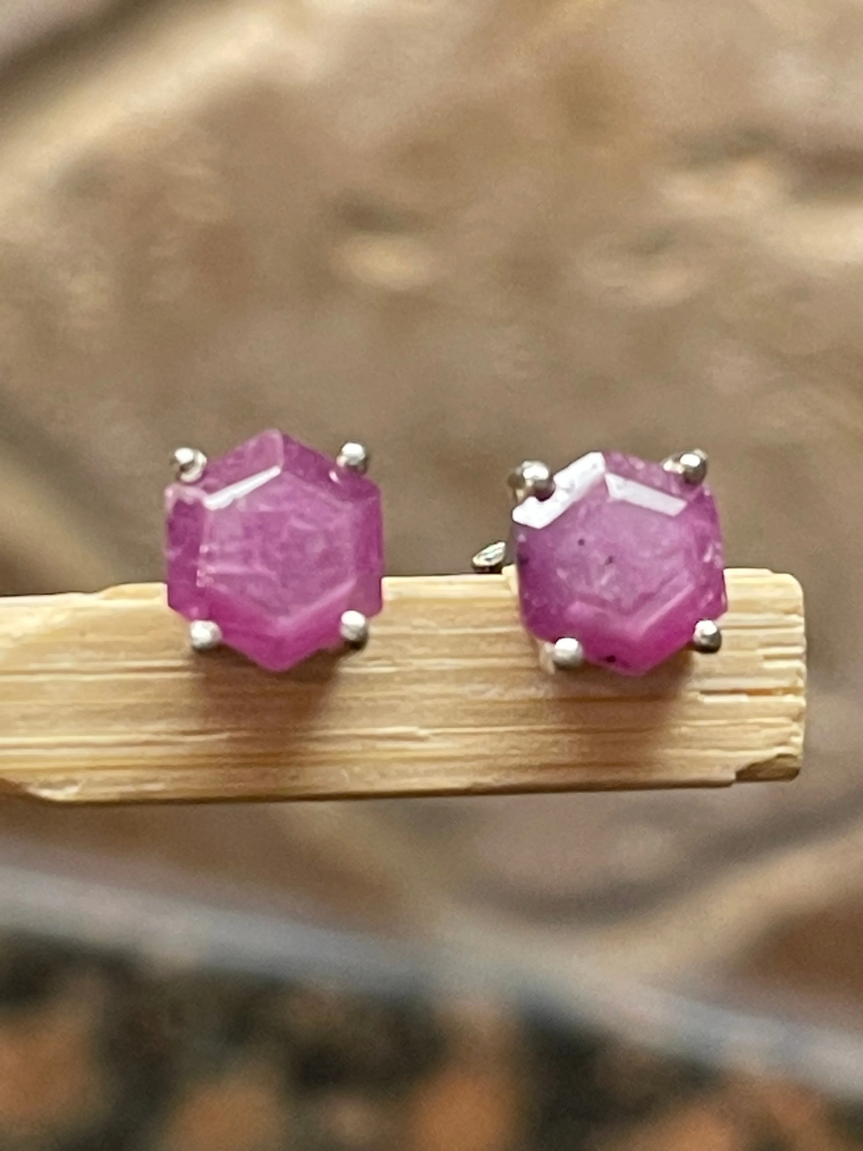 Natural Ruby 925 Solid Sterling Silver Earrings 6mm