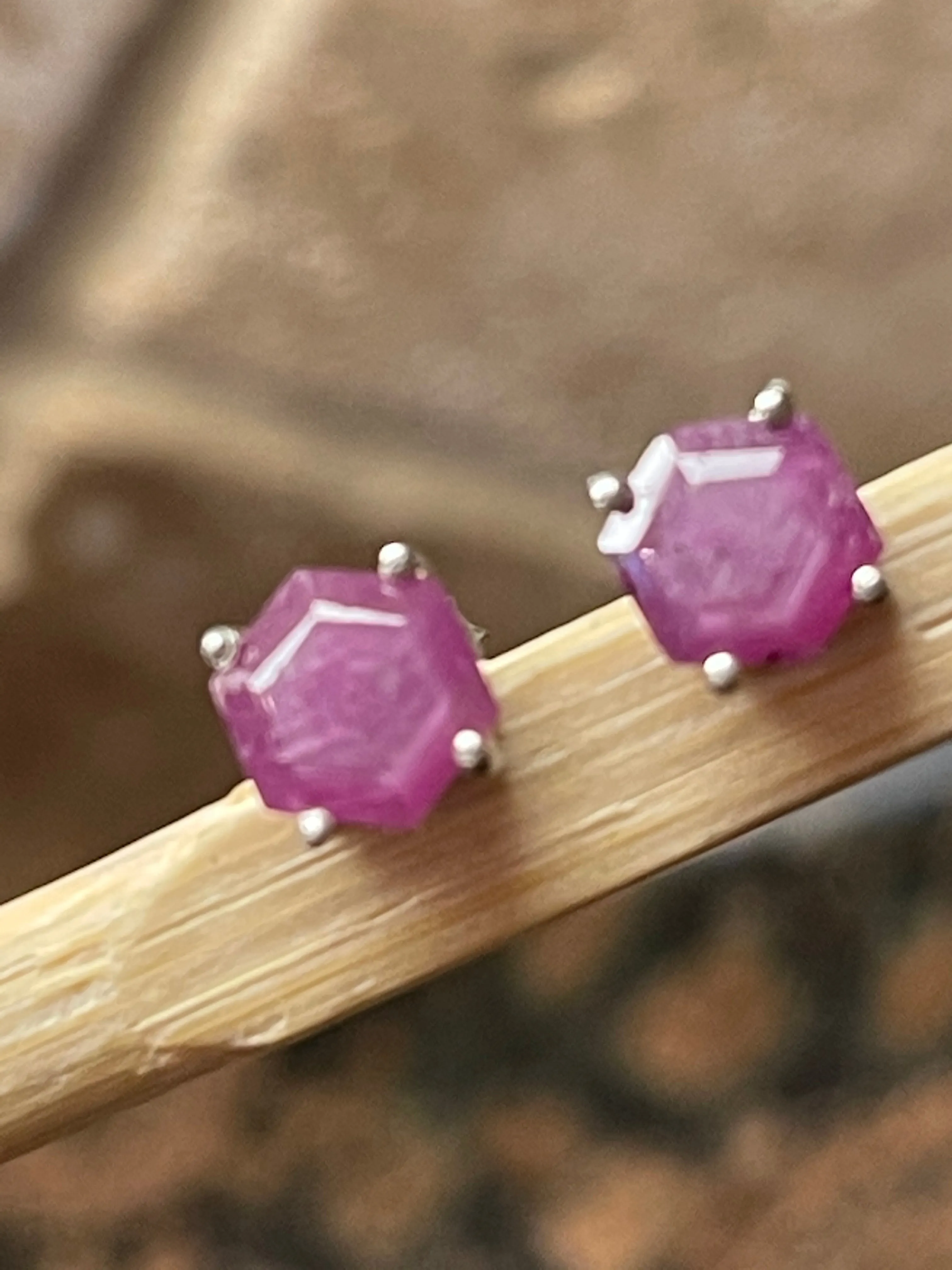 Natural Ruby 925 Solid Sterling Silver Earrings 6mm