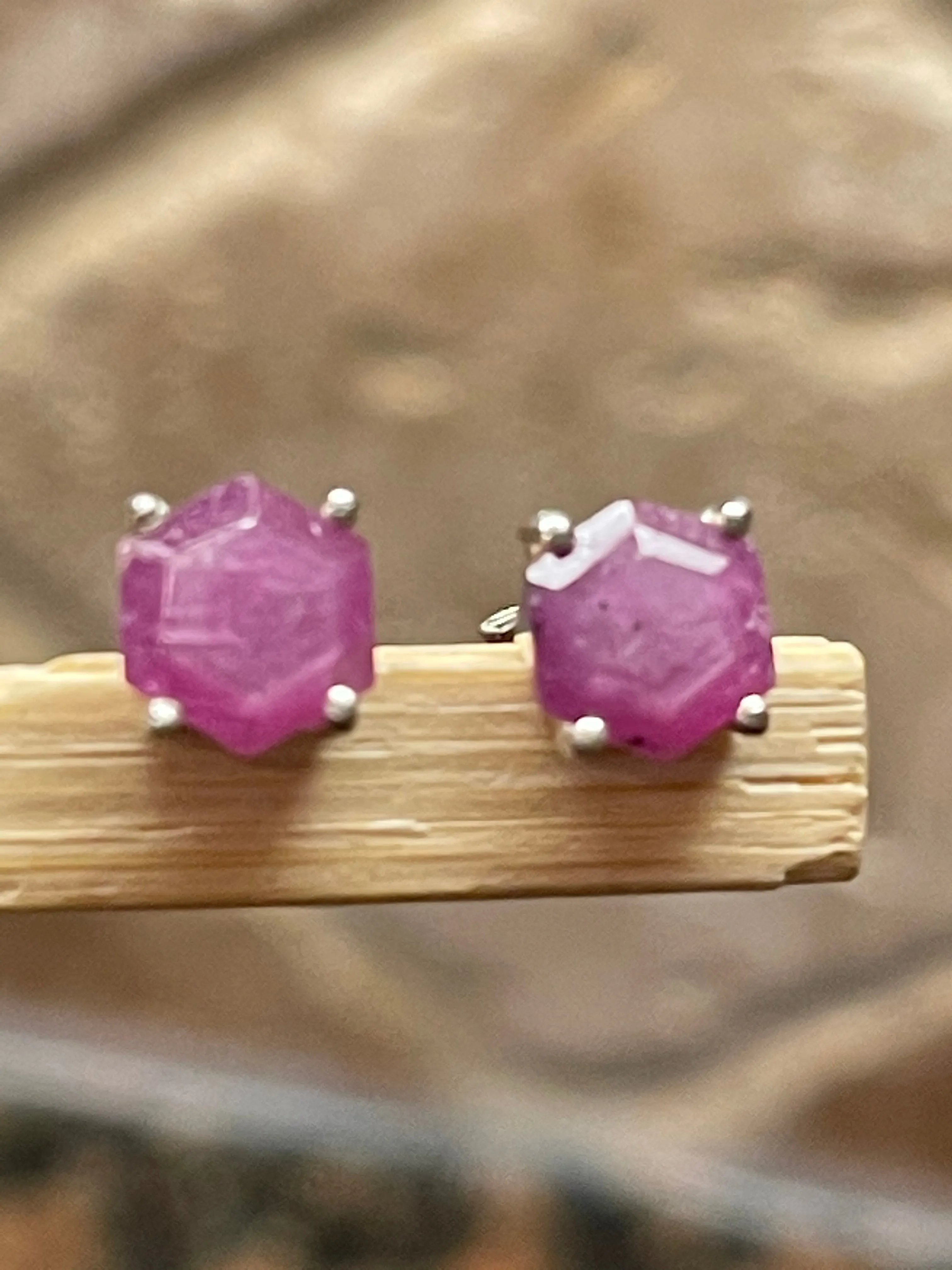 Natural Ruby 925 Solid Sterling Silver Earrings 6mm