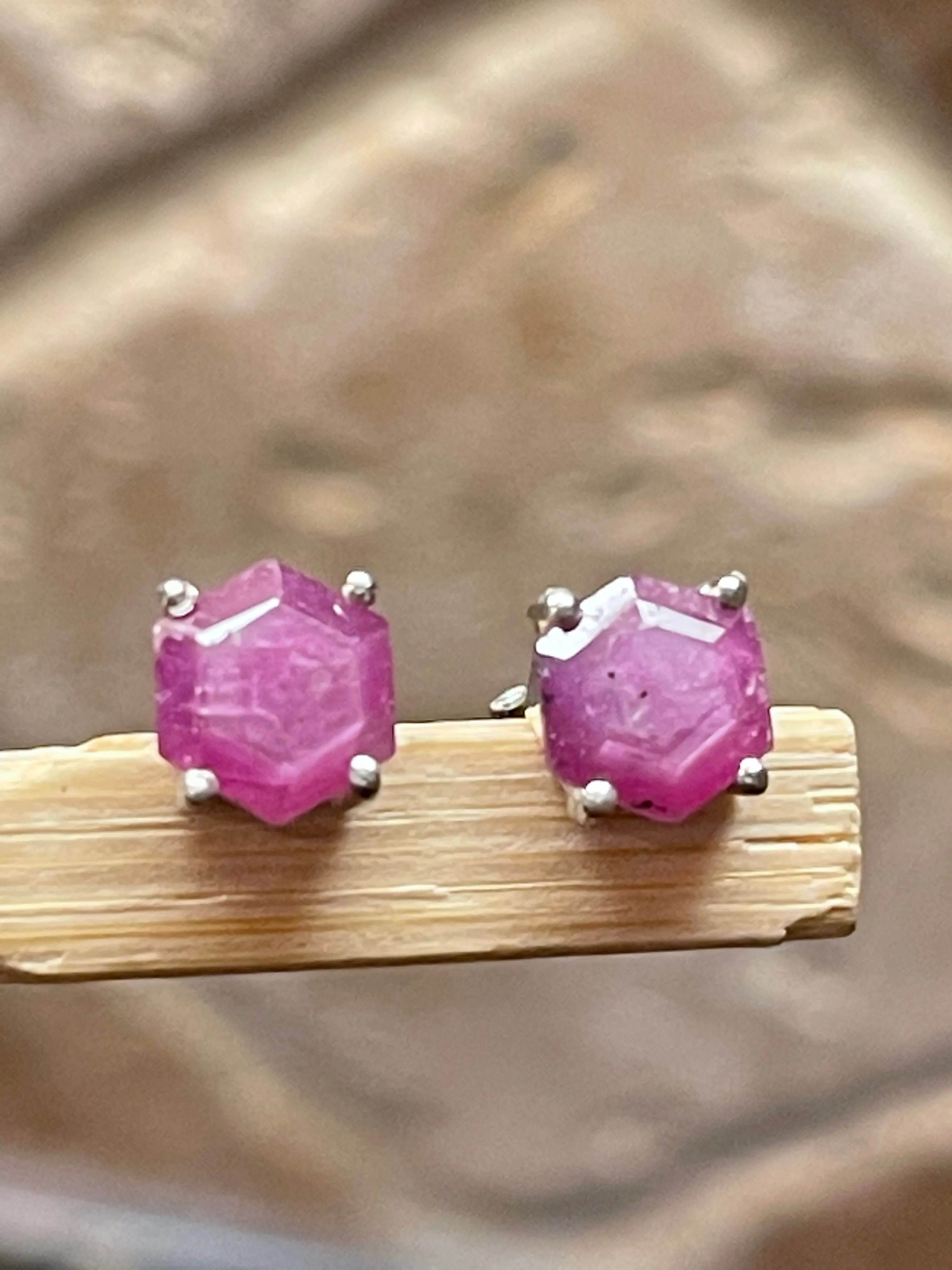 Natural Ruby 925 Solid Sterling Silver Earrings 6mm