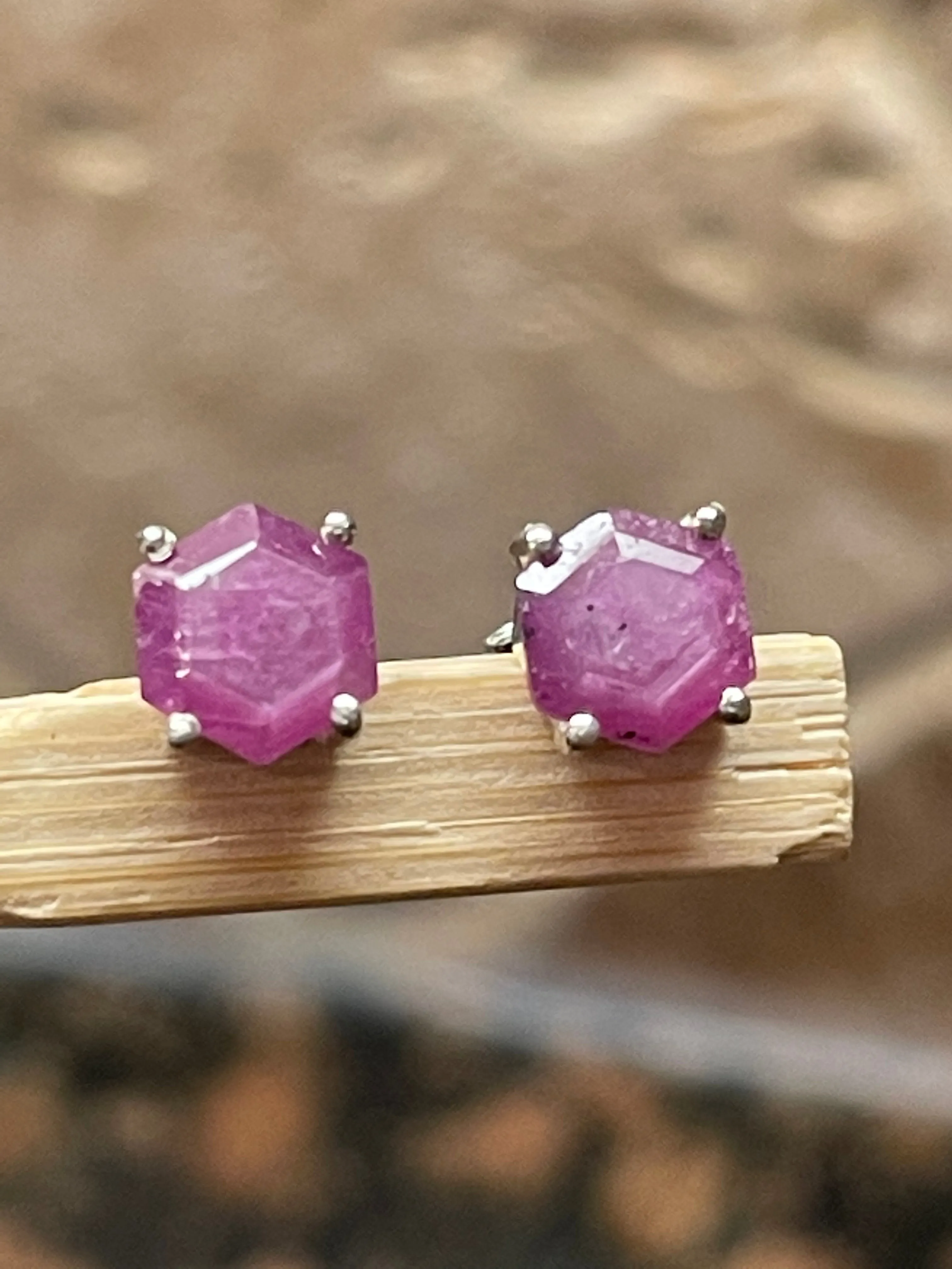 Natural Ruby 925 Solid Sterling Silver Earrings 6mm