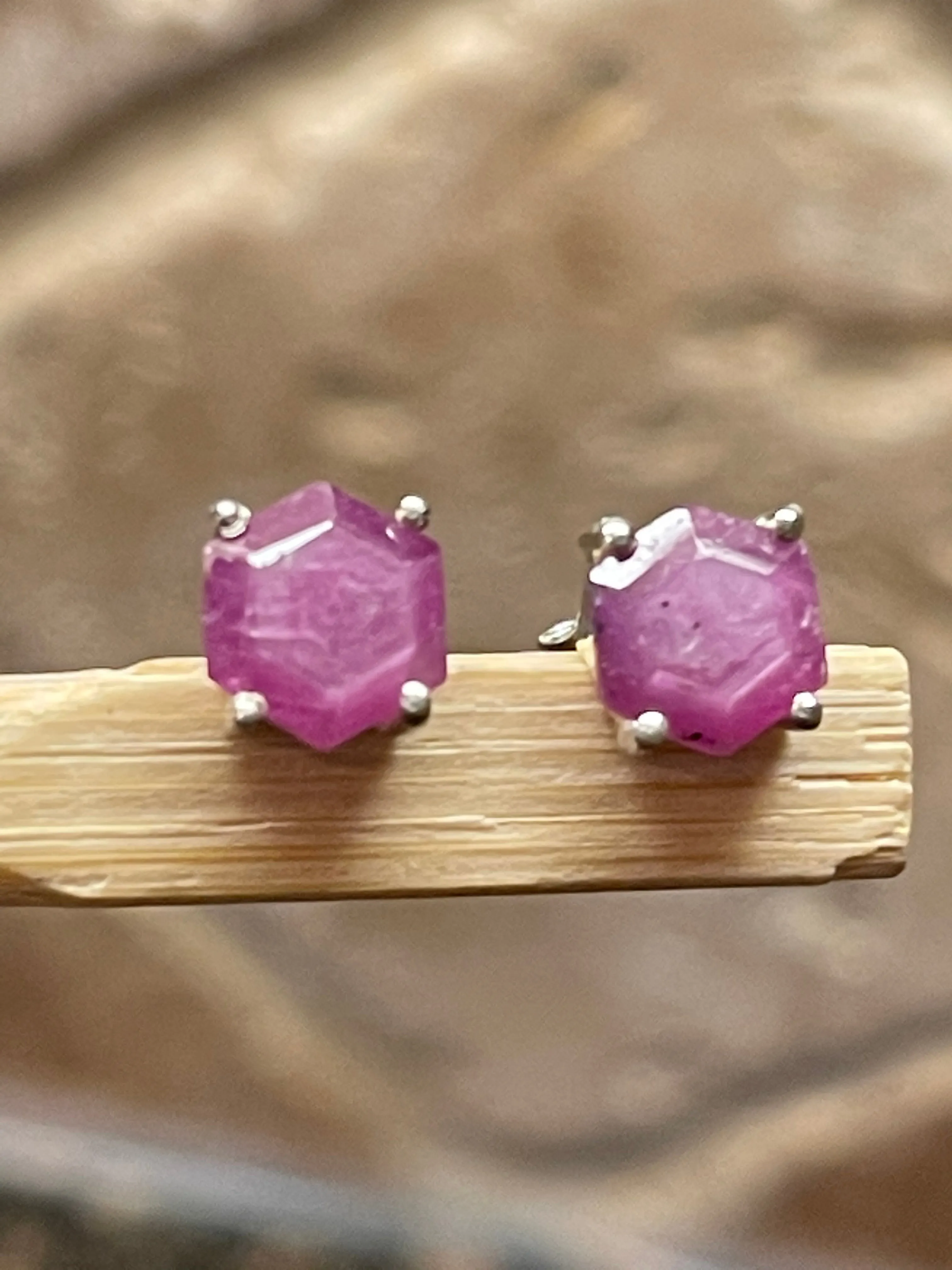 Natural Ruby 925 Solid Sterling Silver Earrings 6mm