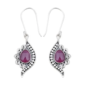 Natural Ruby Silver Earring