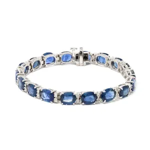 Natural Sapphire & Diamond Bracelet Set in 14K White Gold