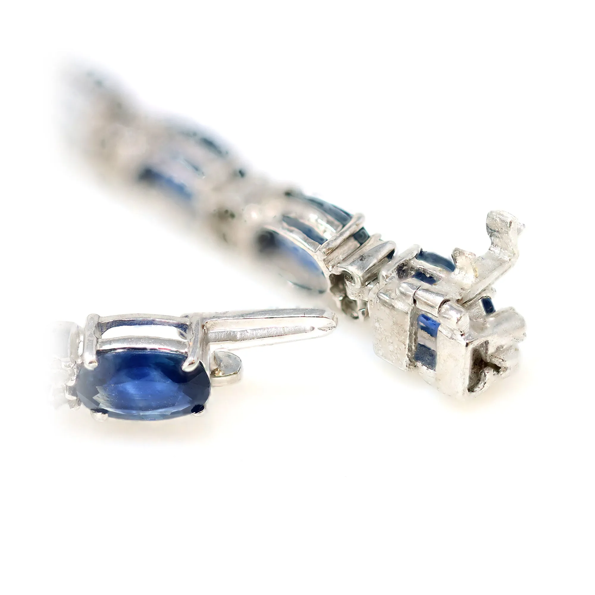 Natural Sapphire & Diamond Bracelet Set in 14K White Gold