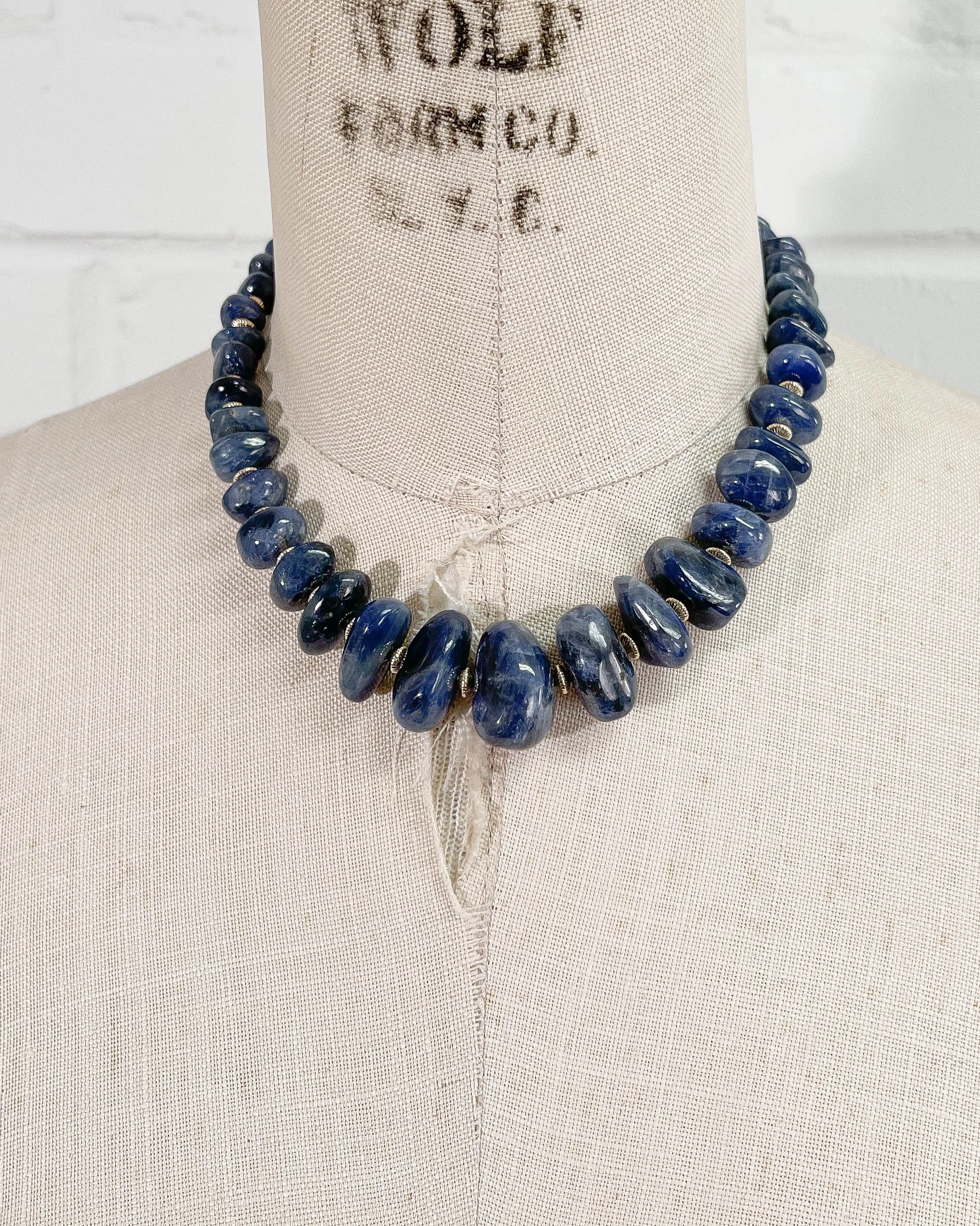 Natural Tumbled Blue Sapphire Necklace
