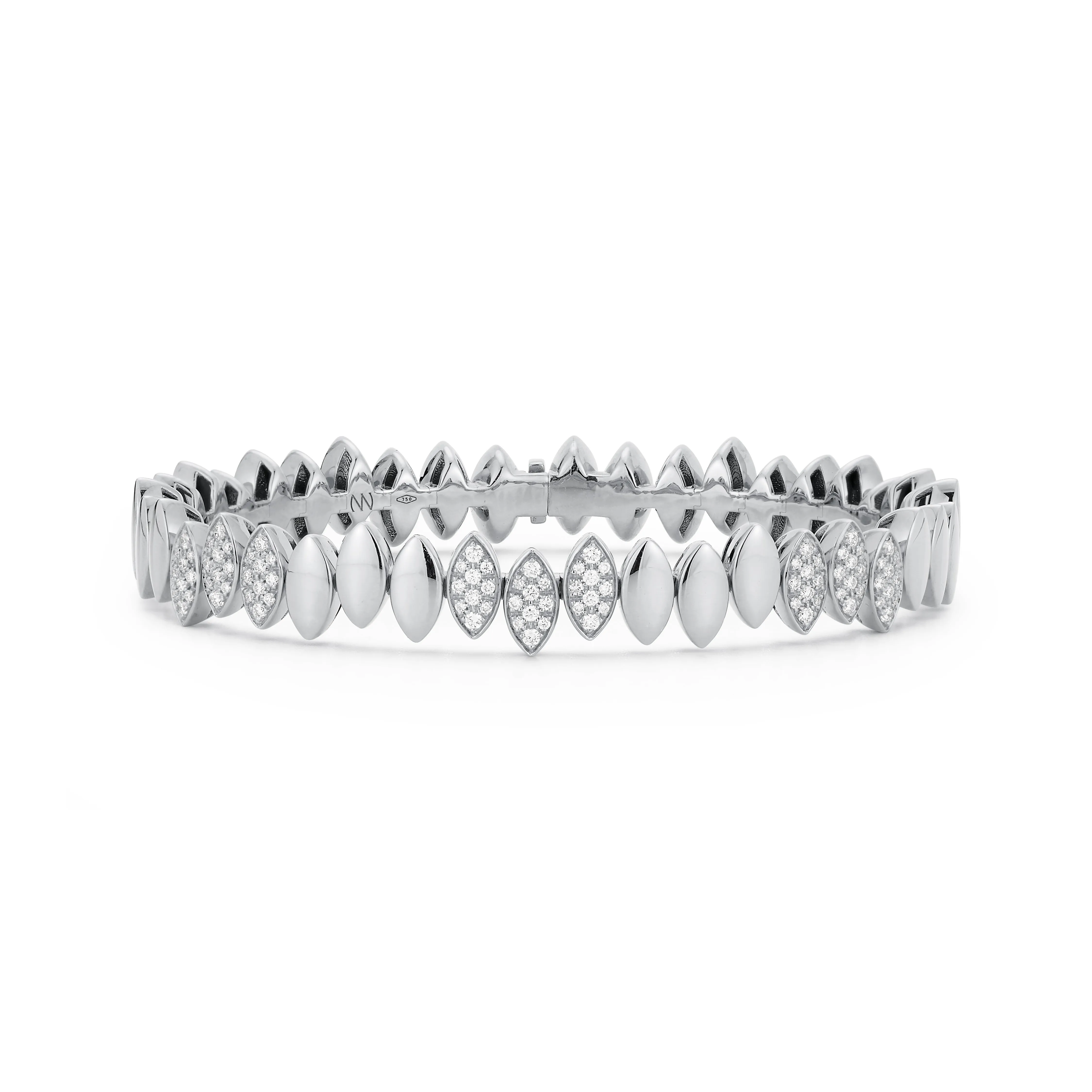 Navette Collection -  Felxible Bangle with White Diamonds