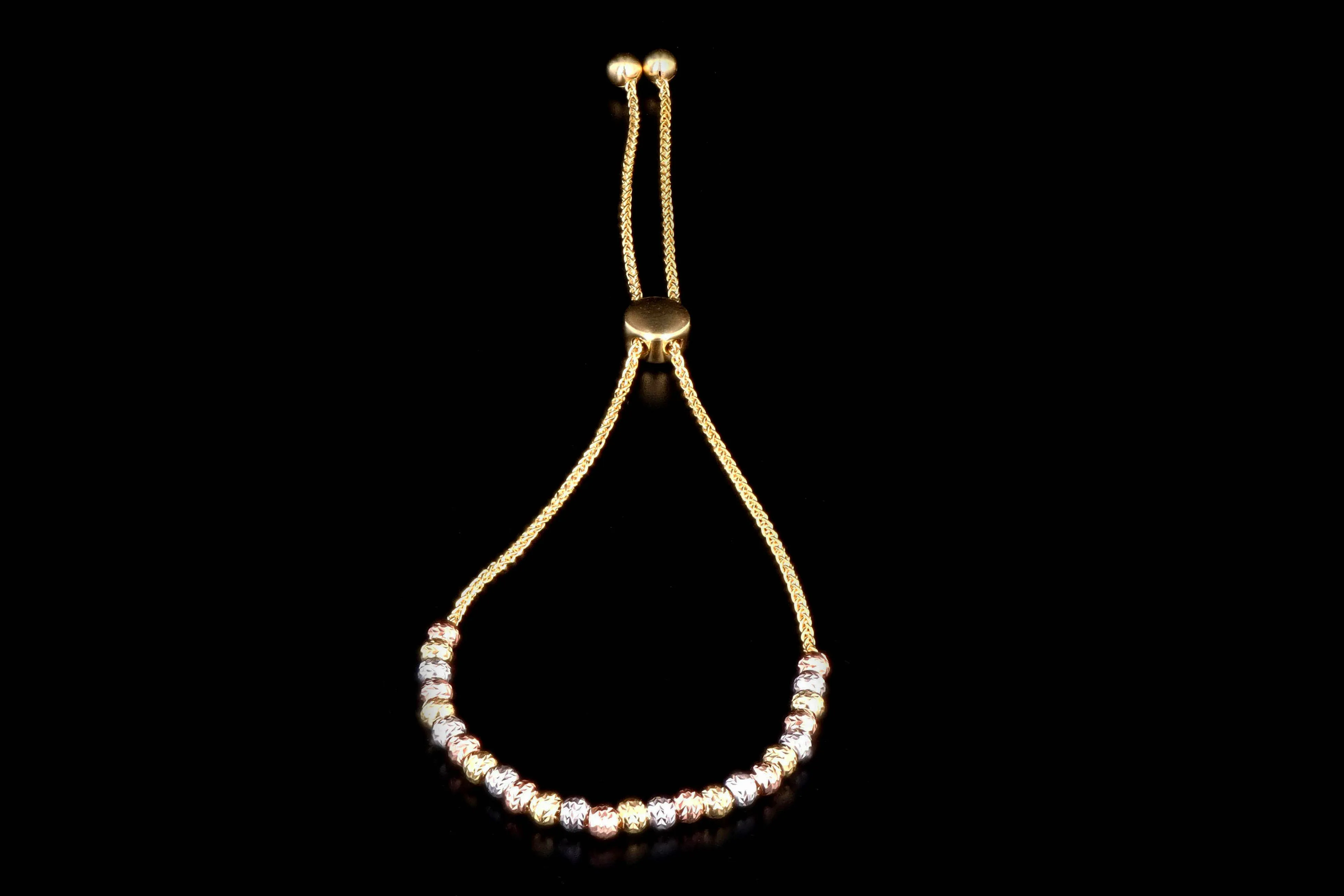 New 14K Gold Diamond Cut Bolo Bracelet