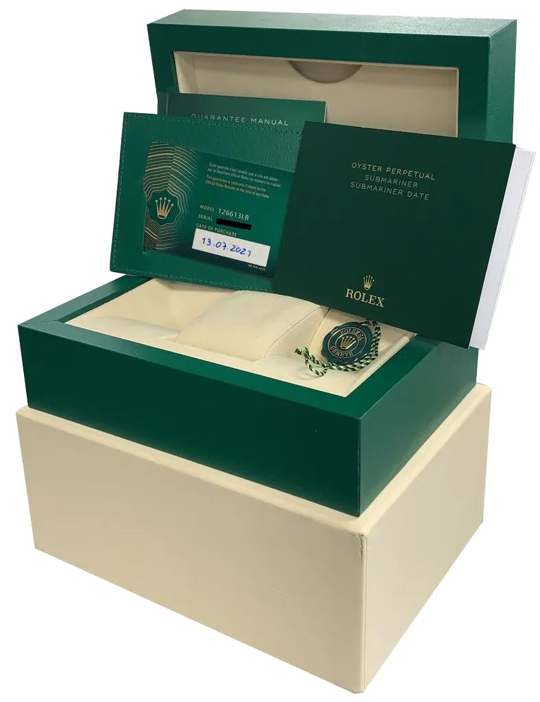 NEW 2021 Rolex Submariner Date 41mm Ceramic Two-Tone Gold Blue Watch 126613 LB