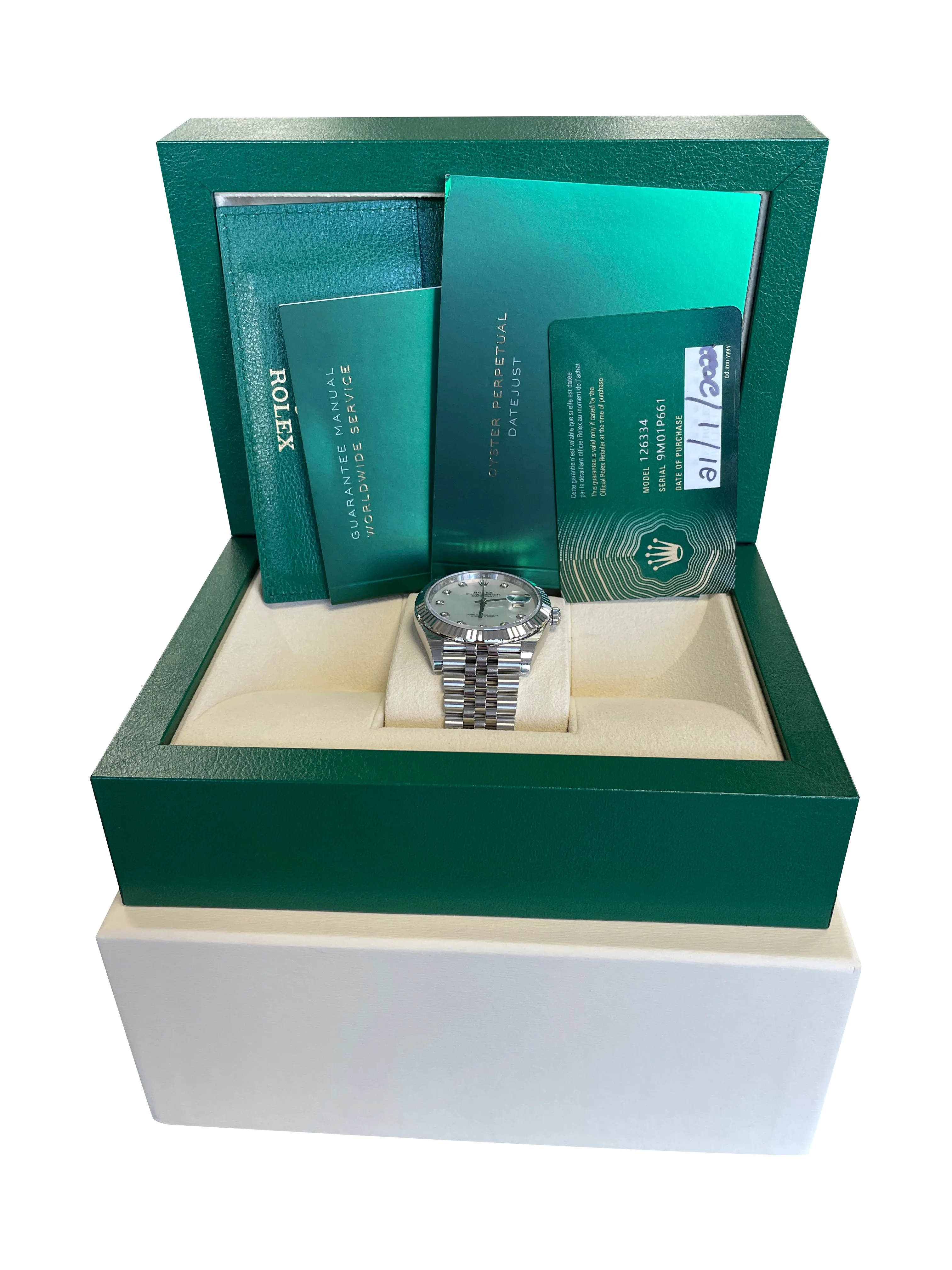 NEW JAN 2022 Rolex DateJust 41 MOP WHITE DIAMOND Steel 41mm JUBILEE Watch 126334