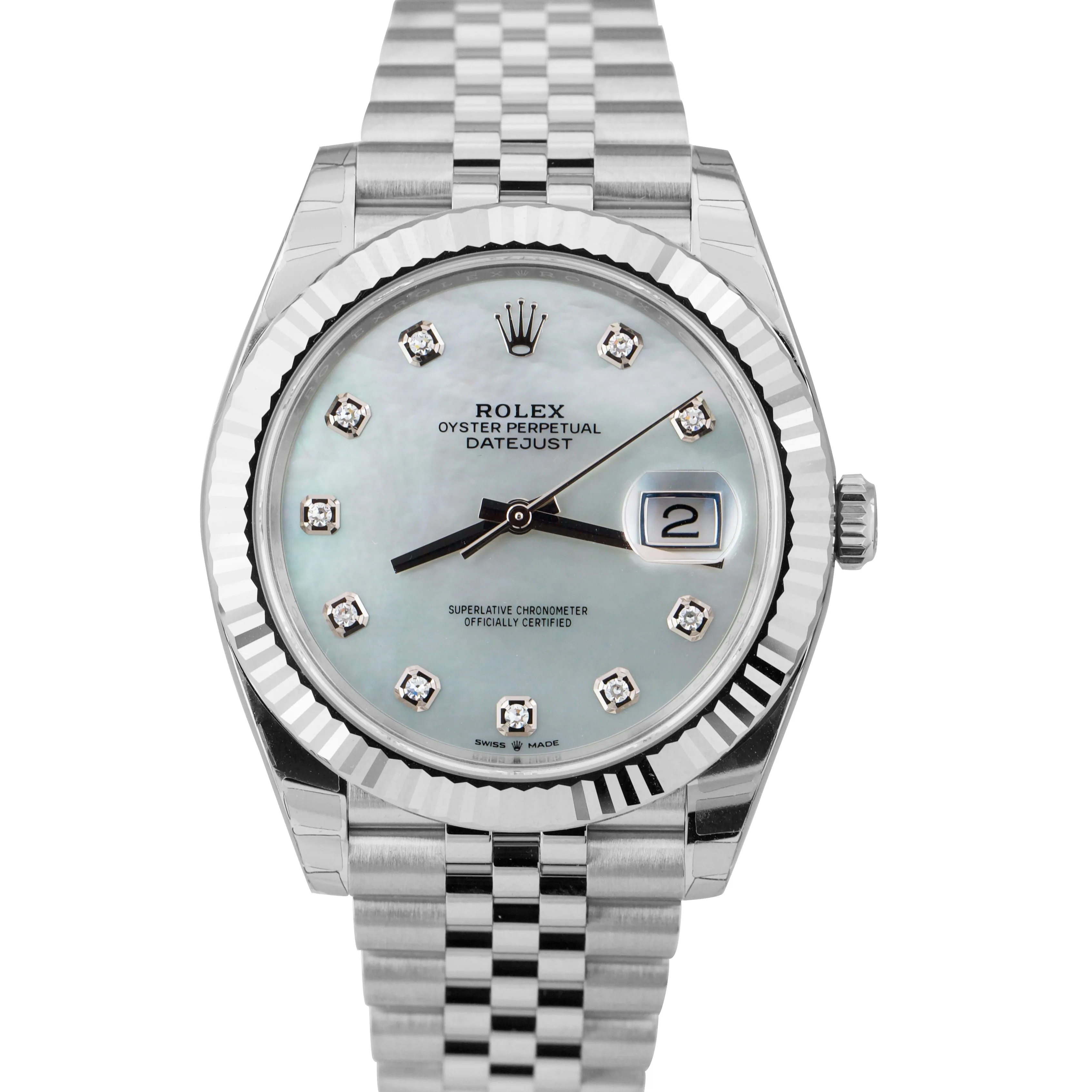 NEW JAN 2022 Rolex DateJust 41 MOP WHITE DIAMOND Steel 41mm JUBILEE Watch 126334