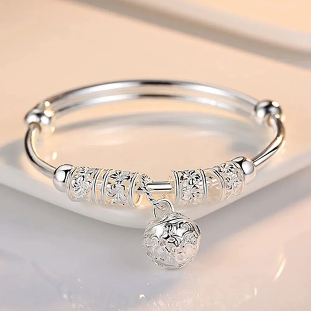 New Korean Fashion Silver Color Lucky beads Bangles for women bracelets Luxury Designer party wedding jewelry gifts