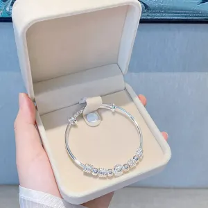 New Korean Fashion Silver Color Lucky beads Bangles for women bracelets Luxury Designer party wedding jewelry gifts