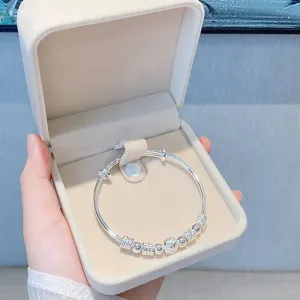 New Korean Fashion Silver Color Lucky beads Bangles for women bracelets Luxury Designer party wedding jewelry gifts