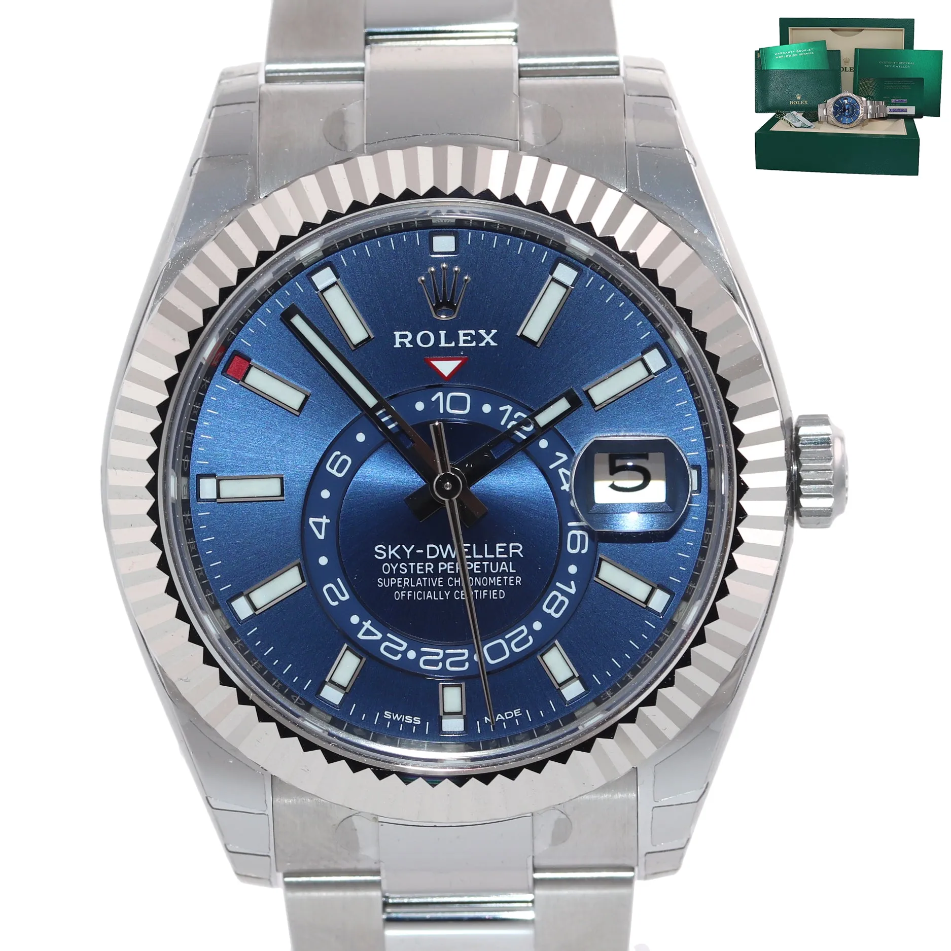 NEW NOVEMBER 2020 Rolex Blue Sky-Dweller White Gold 42mm 326934 Watch Box