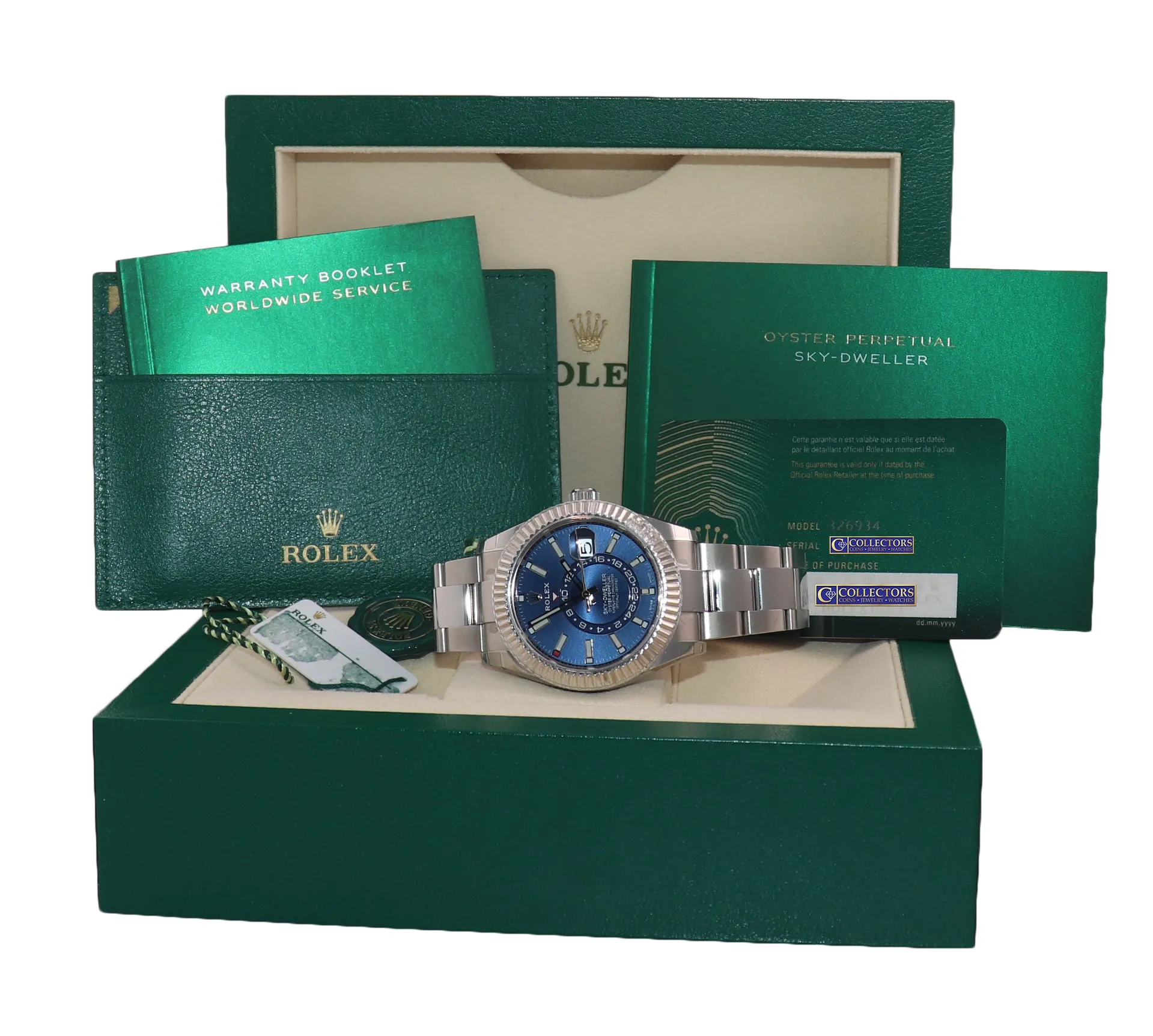 NEW NOVEMBER 2020 Rolex Blue Sky-Dweller White Gold 42mm 326934 Watch Box