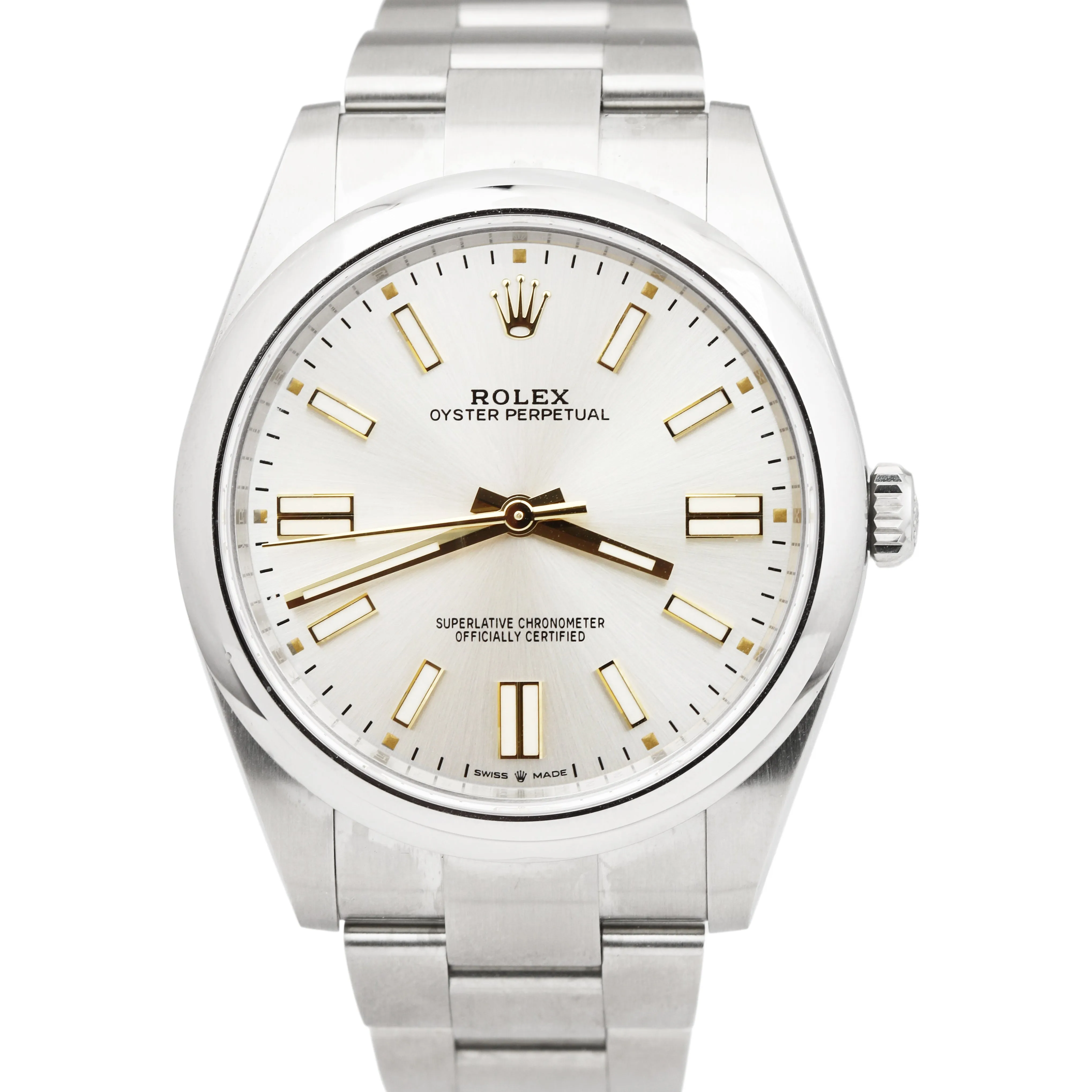 NEW SEPTEMBER 2022 Rolex Oyster Perpetual 41mm SILVER GOLD Oyster Watch 124300