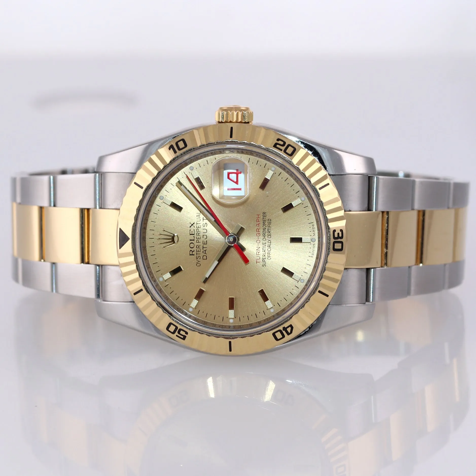 NOS Rolex DateJust 116263 Turn-O-Graph 36mm Thunderbird Champagne Watch Box