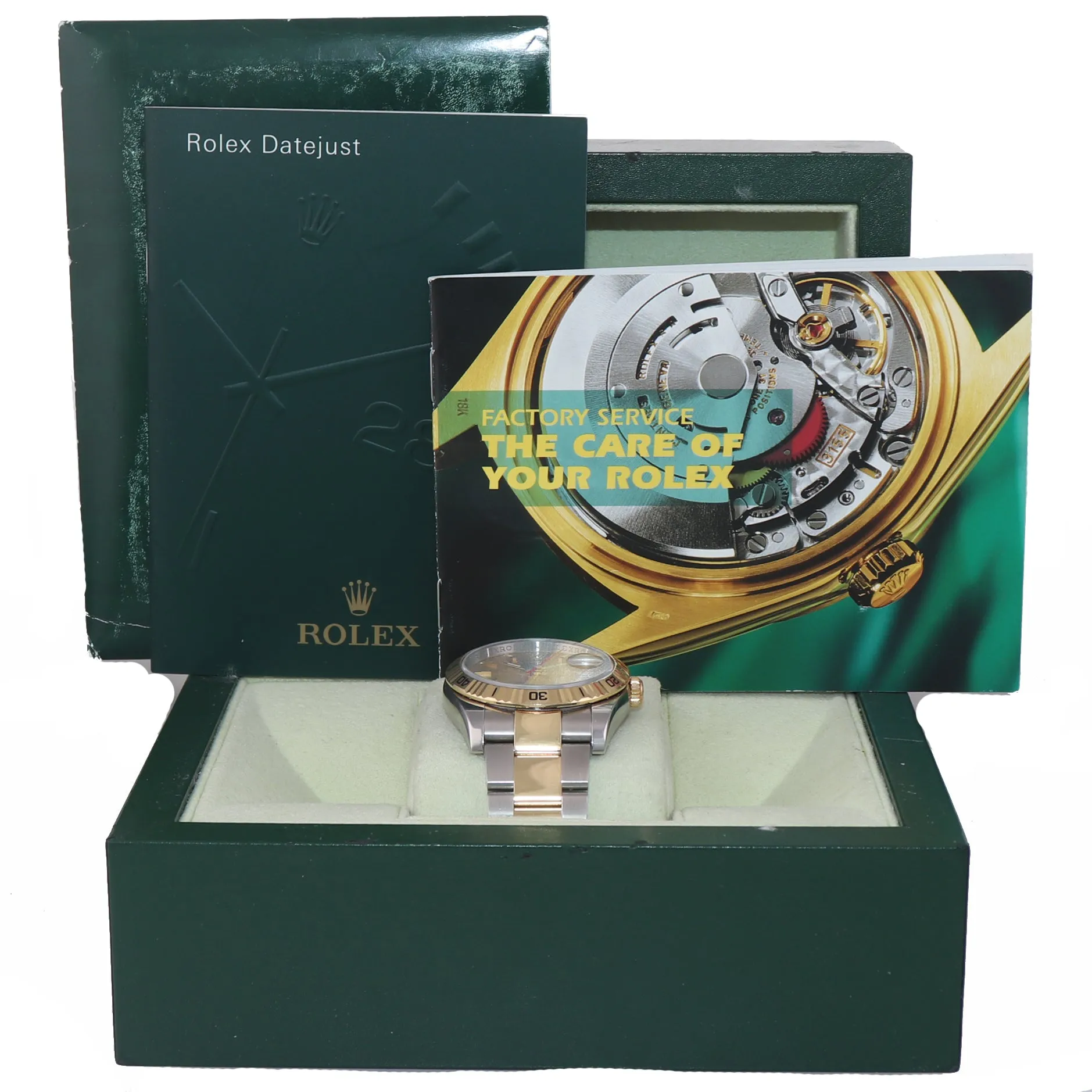 NOS Rolex DateJust 116263 Turn-O-Graph 36mm Thunderbird Champagne Watch Box