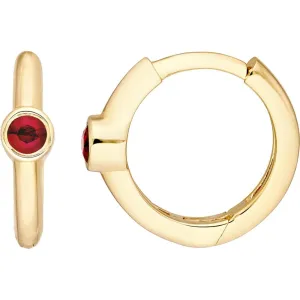 Olas d'Oro - 14K Yellow Gold Ruby Bezel Mini Hoops - 0.10 Carat Total Ruby Weight