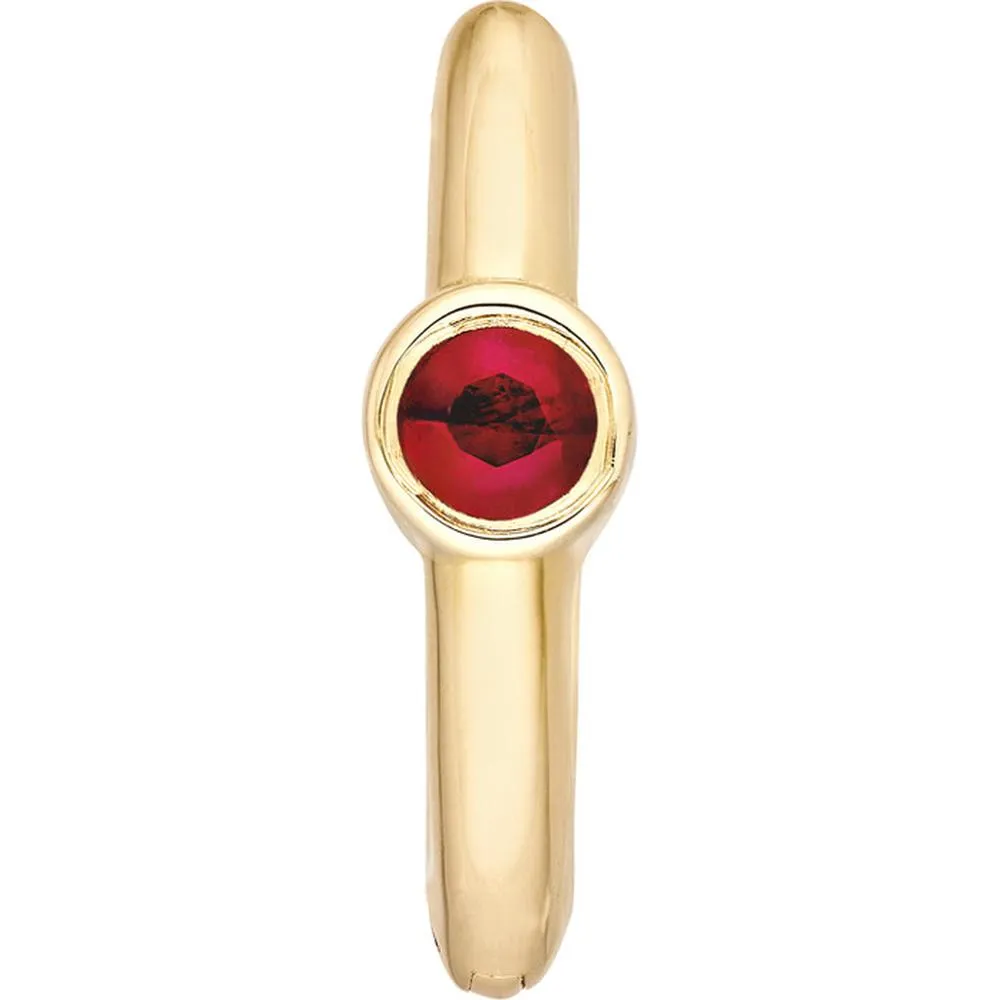 Olas d'Oro - 14K Yellow Gold Ruby Bezel Mini Hoops - 0.10 Carat Total Ruby Weight